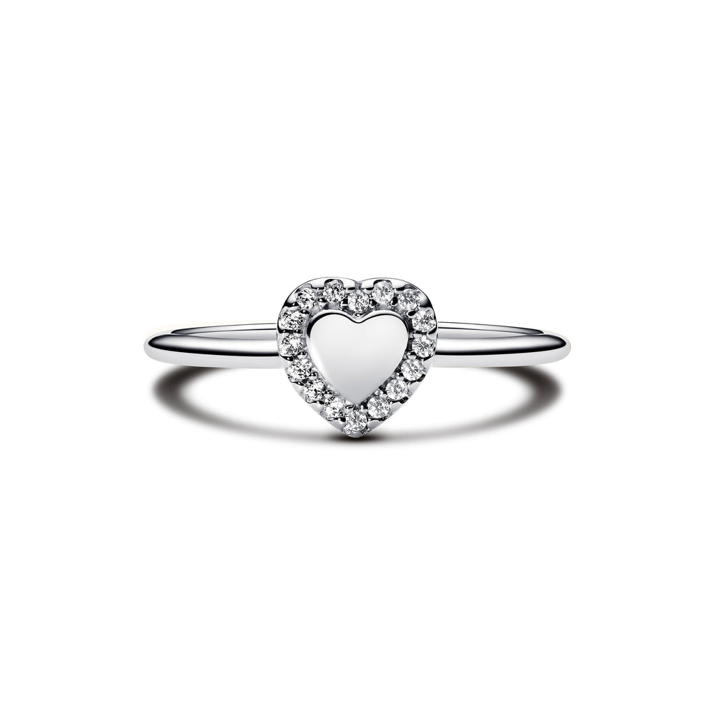 PANDORA Engravable Heart Halo Ring Cubic Zirconia Weddings Rings Statement Ring Jewelry Gift