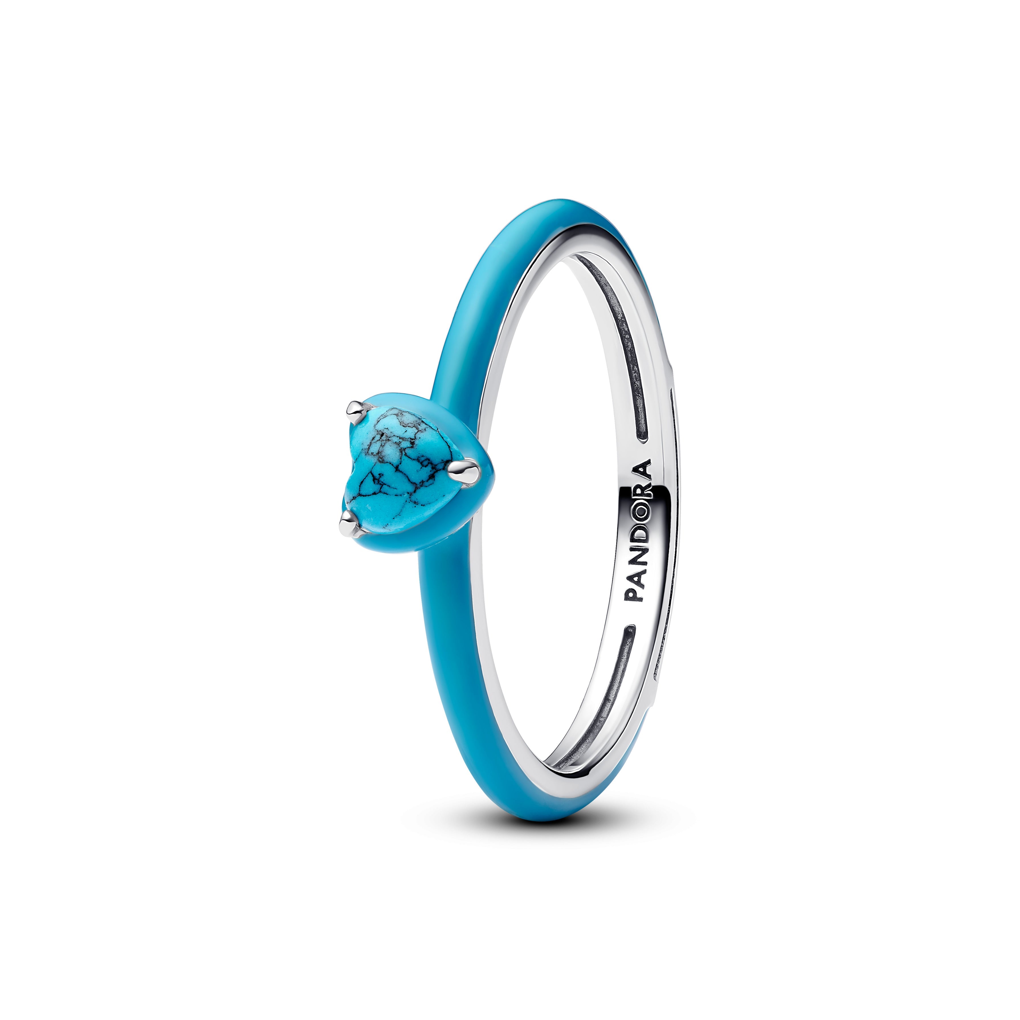 PANDORA Turquoise-colored Heart Stone Ring Enamel Rings Statement Ring Jewelry Gift