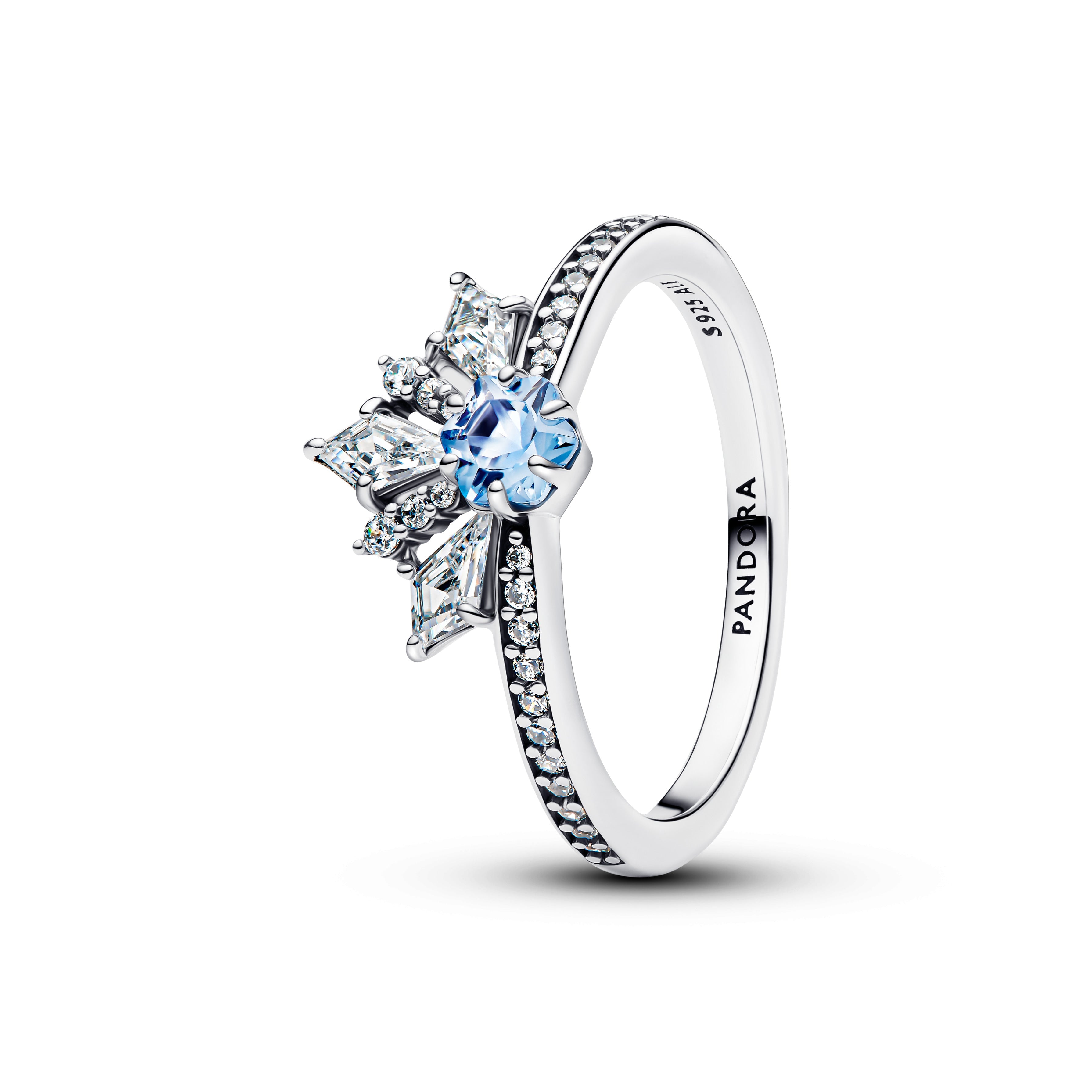 PANDORA Disney Frozen Queen Elsa Tiara Ring Cubic Zirconia Blue Disney Princess Rings Statement Ring Jewelry Gift
