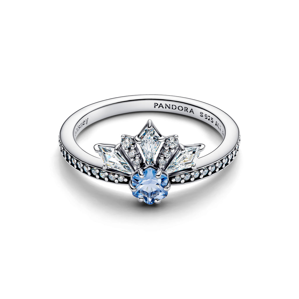 PANDORA Disney Frozen Queen Elsa Tiara Ring Cubic Zirconia Blue Disney Princess Rings Statement Ring Jewelry Gift