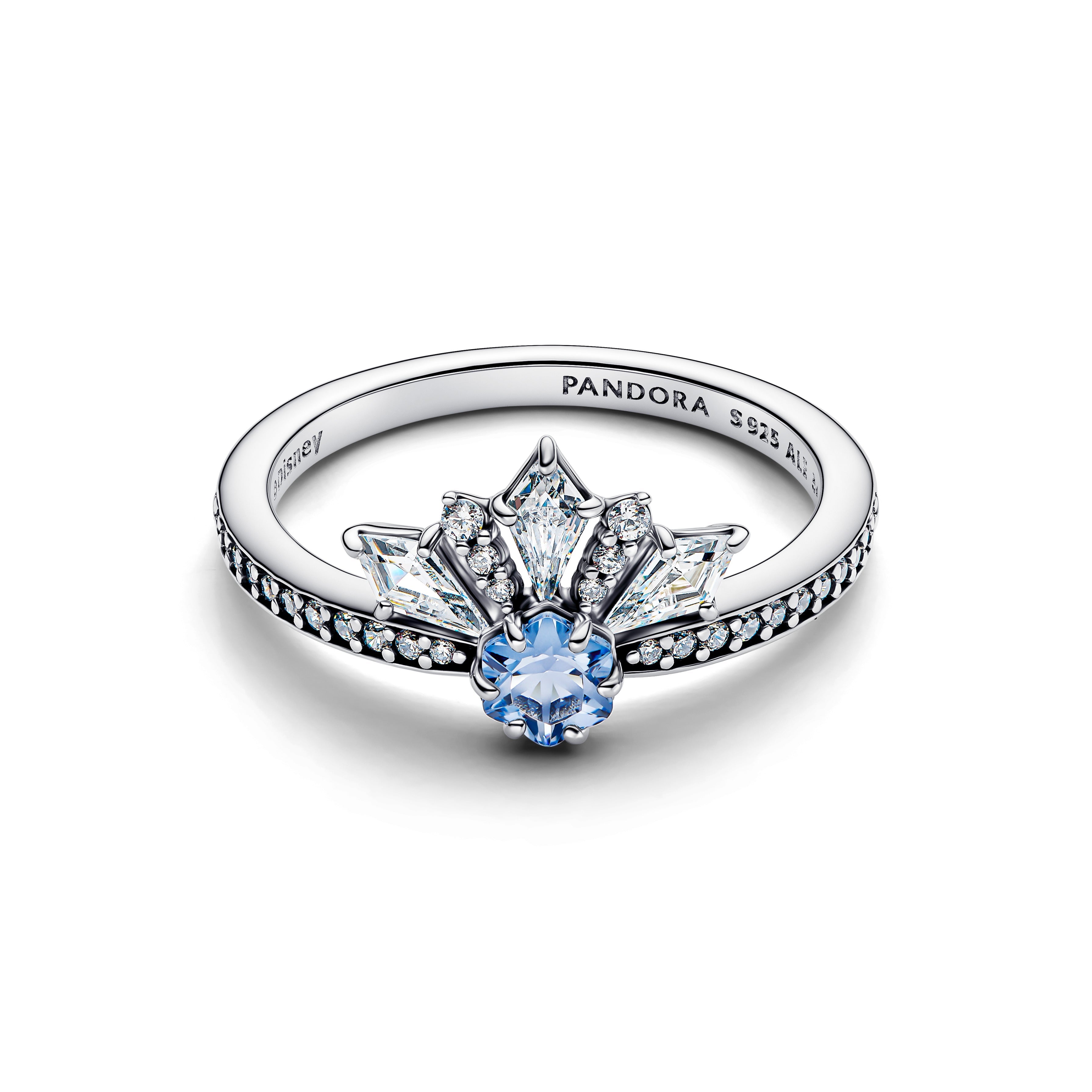 PANDORA Disney Frozen Queen Elsa Tiara Ring Cubic Zirconia Blue Disney Princess Rings Statement Ring Jewelry Gift
