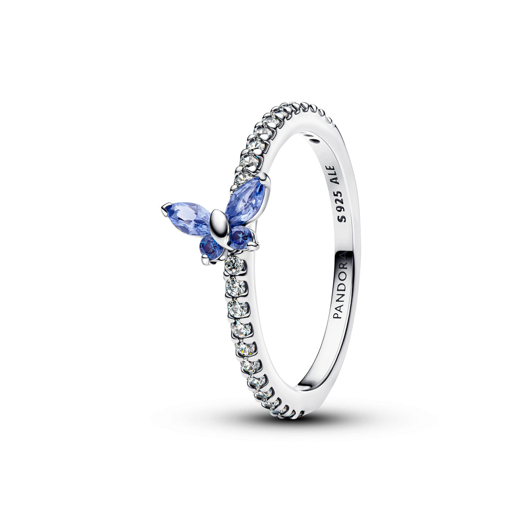 PANDORA Sparkling Butterfly Ring Cubic Zirconia Blue Animals Rings Statement Ring Jewelry Gift