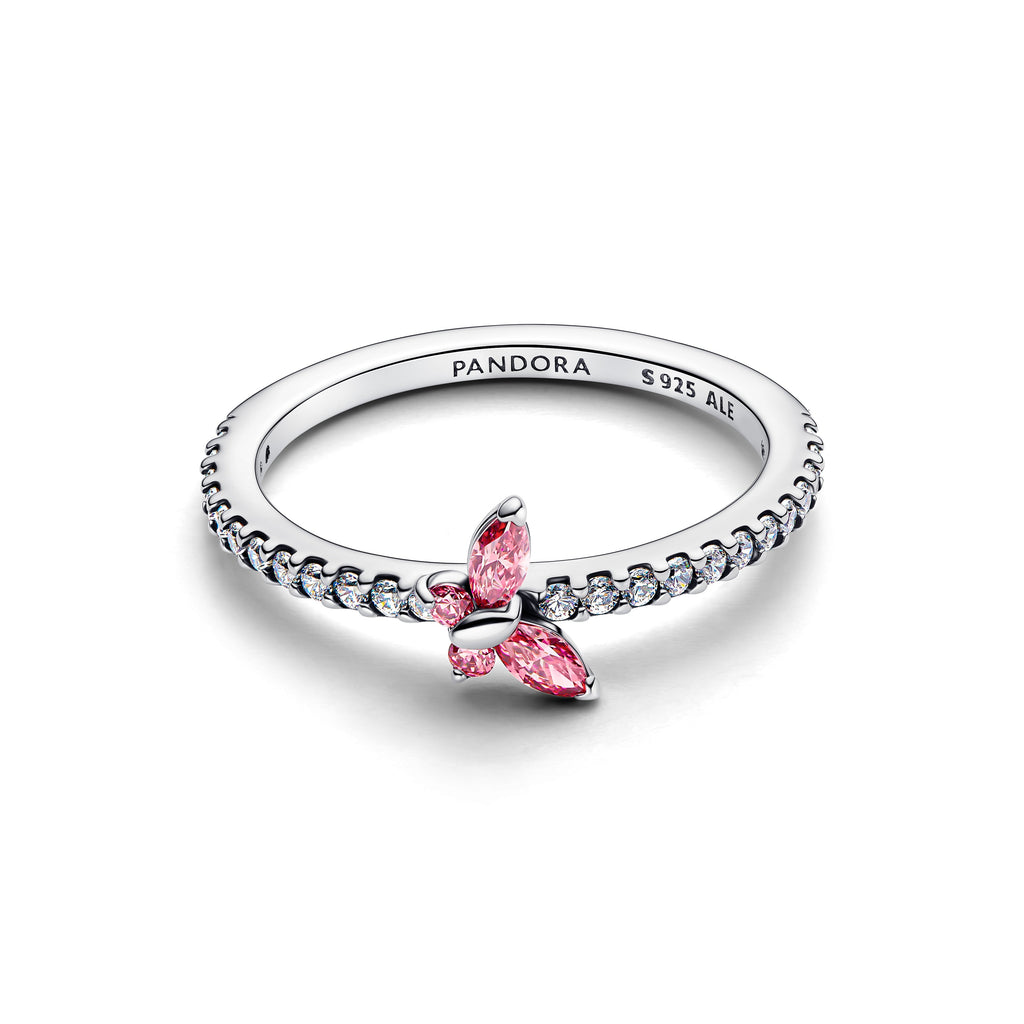 PANDORA Sparkling Butterfly Ring Cubic Zirconia Pink Animals Rings Statement Ring Jewelry Gift