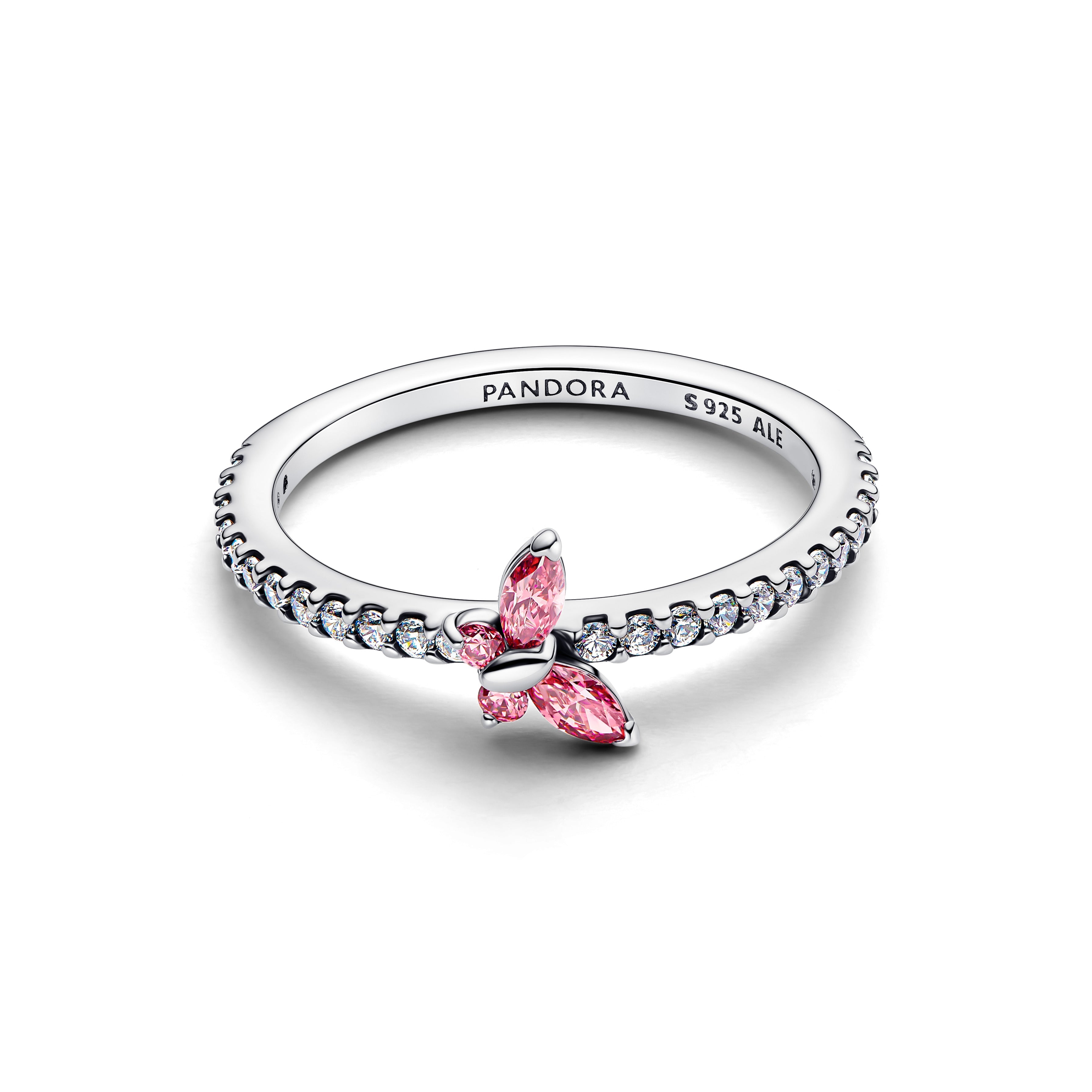 PANDORA Sparkling Butterfly Ring Cubic Zirconia Pink Animals Rings Statement Ring Jewelry Gift