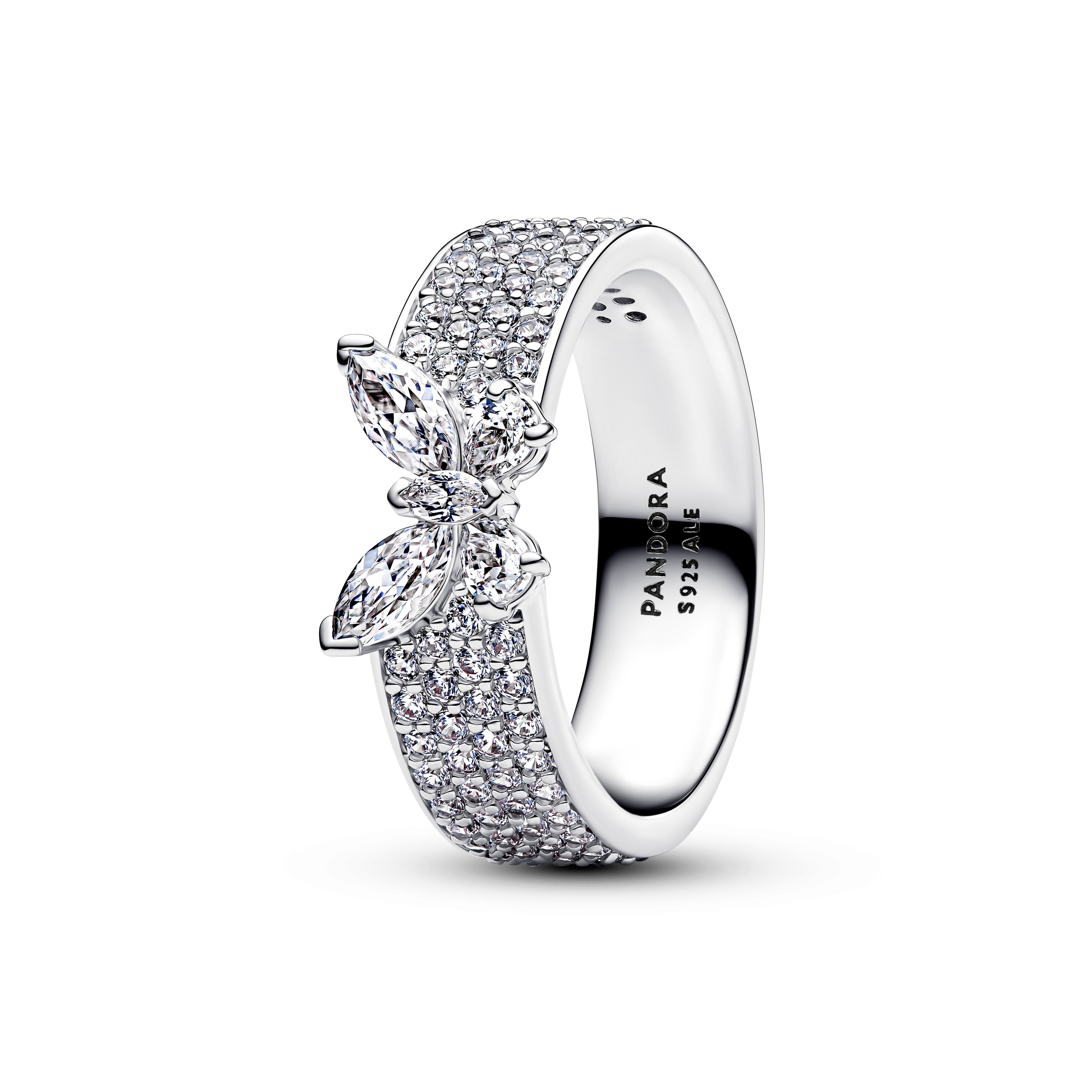 PANDORA Sparkling Butterfly Bold Ring Cubic Zirconia Silver Rings Statement Ring Jewelry Gift