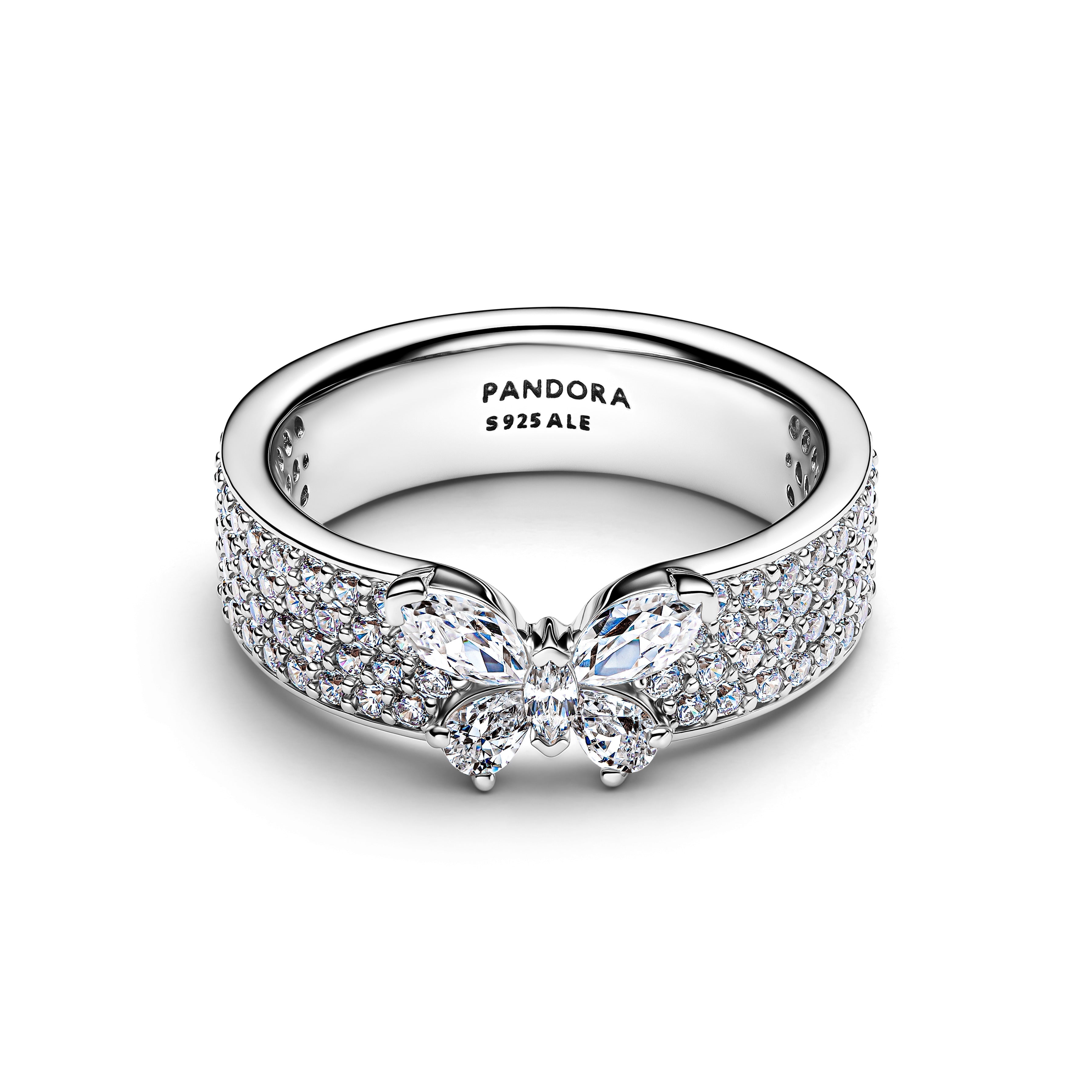PANDORA Sparkling Butterfly Bold Ring Cubic Zirconia Silver Rings Statement Ring Jewelry Gift