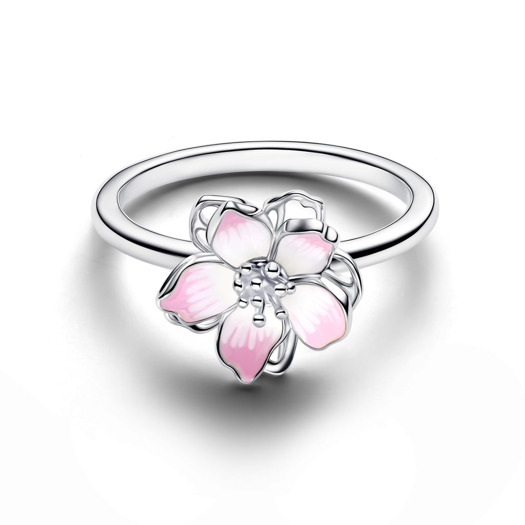 PANDORA Cherry Blossom Ring Enamel Flowers Rings Statement Ring Jewelry Gift
