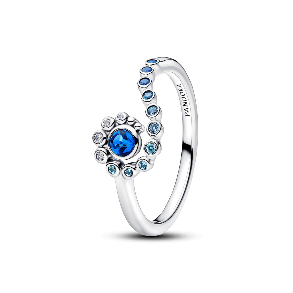 PANDORA Disney Moana Ocean Wave Ring Cubic Zirconia Disney Princess Rings Statement Ring Jewelry Gift