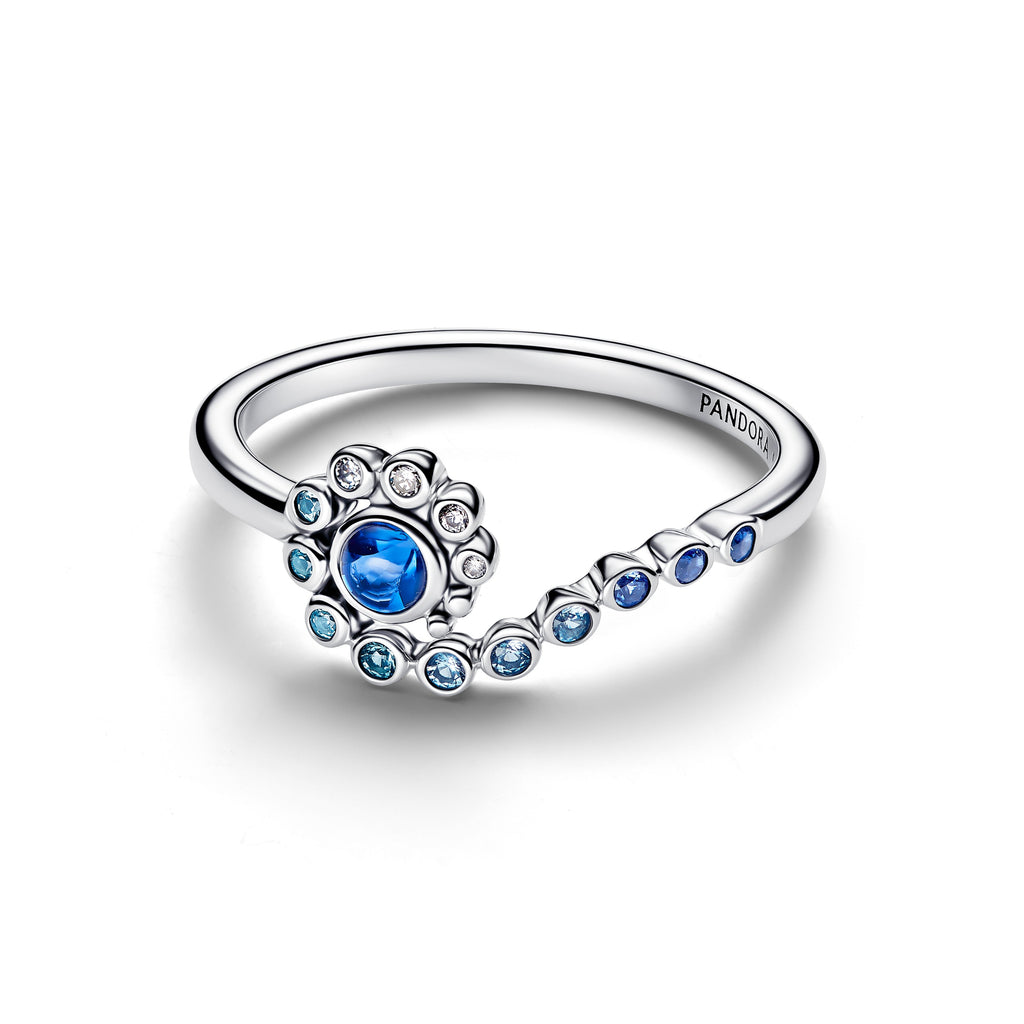 PANDORA Disney Moana Ocean Wave Ring Cubic Zirconia Disney Princess Rings Statement Ring Jewelry Gift