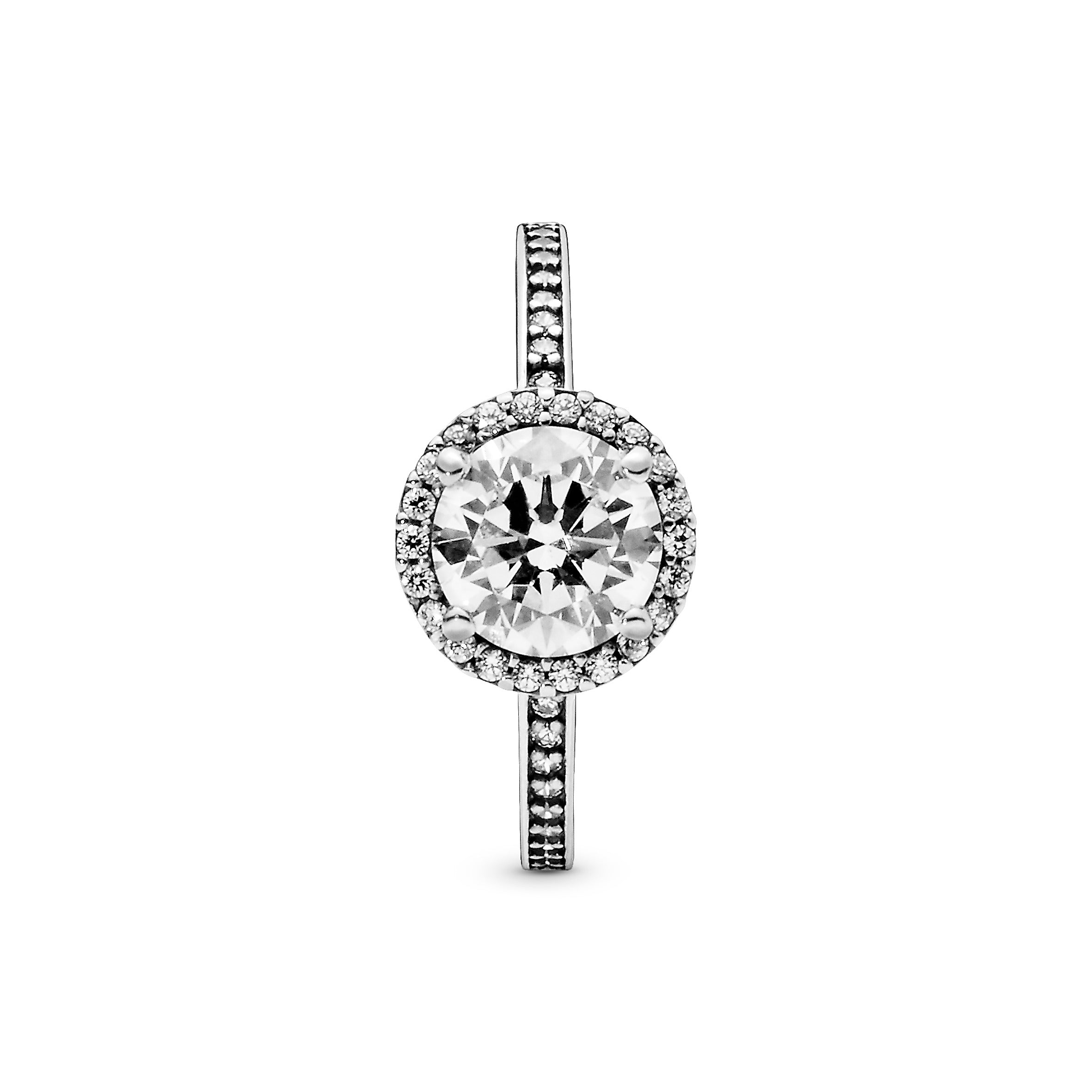 PANDORA Round Sparkle Halo Ring Cubic Zirconia Silver Rings Statement Ring Jewelry Gift