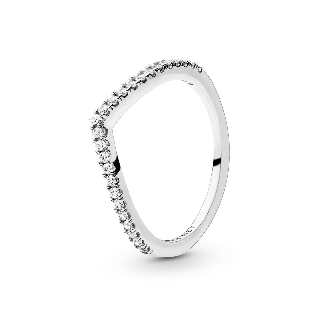 PANDORA Sparkling Wishbone Ring Cubic Zirconia Silver Rings Statement Ring Jewelry Gift