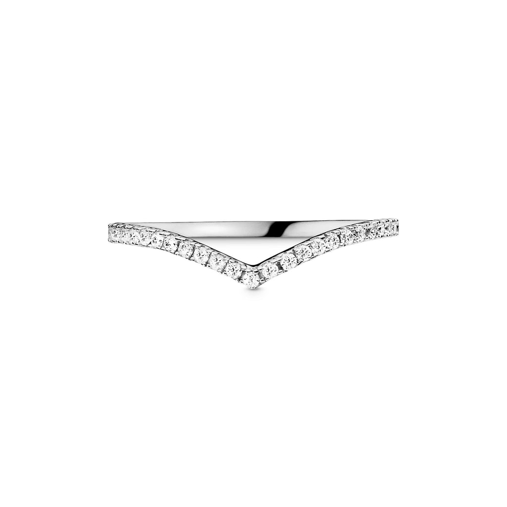 PANDORA Sparkling Wishbone Ring Cubic Zirconia Silver Rings Statement Ring Jewelry Gift