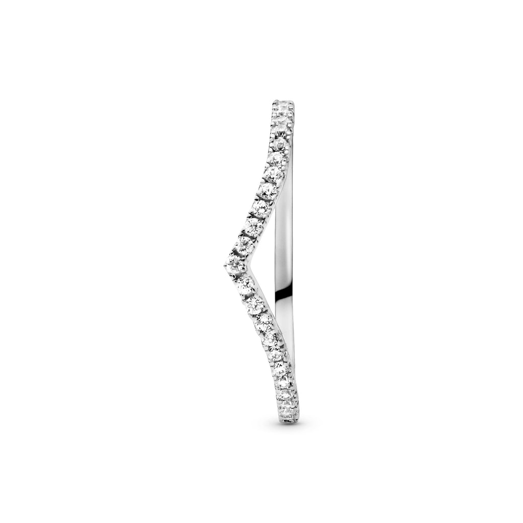 PANDORA Sparkling Wishbone Ring Cubic Zirconia Silver Rings Statement Ring Jewelry Gift