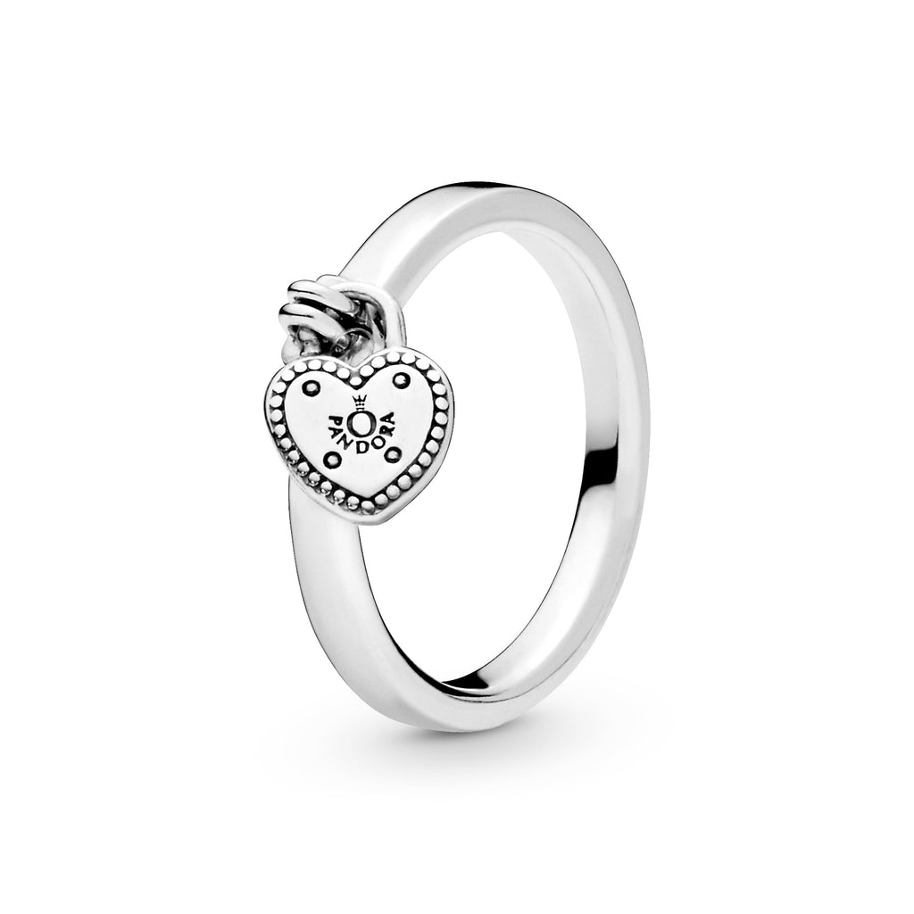 PANDORA Heart-Shaped Padlock Ring Sterling Silver Rings Statement Ring Jewelry Gift