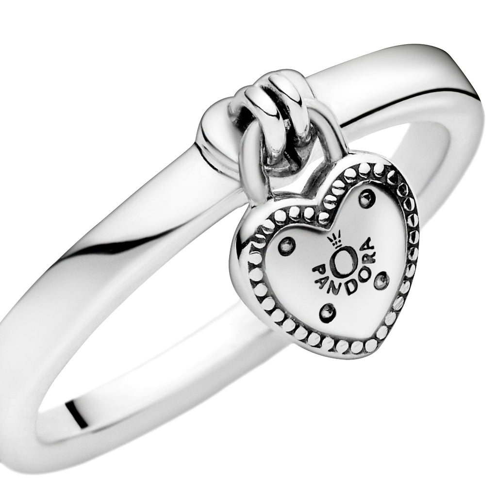 PANDORA Heart-Shaped Padlock Ring Sterling Silver Rings Statement Ring Jewelry Gift