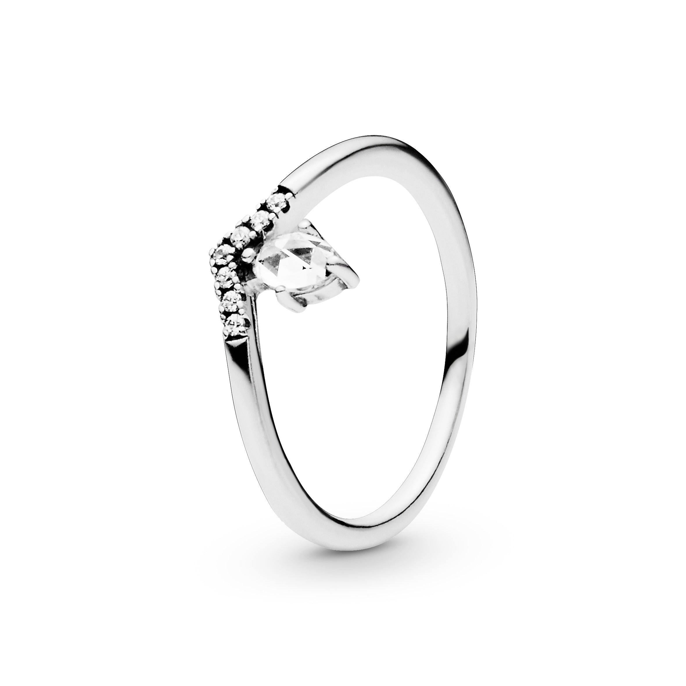 PANDORA Classic Wishbone Ring Cubic Zirconia Silver Rings Statement Ring Jewelry Gift