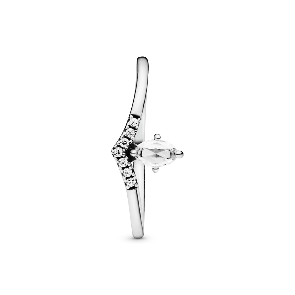 PANDORA Classic Wishbone Ring Cubic Zirconia Silver Rings Statement Ring Jewelry Gift