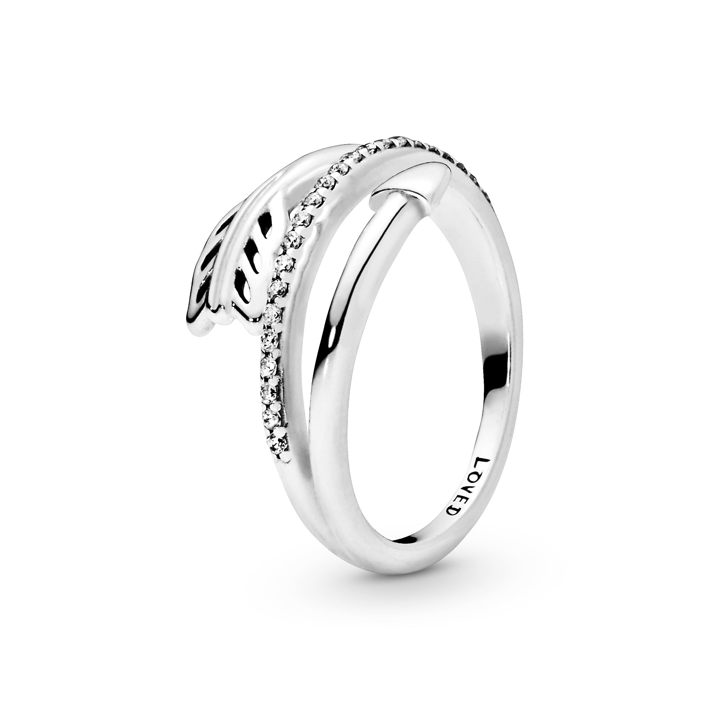 PANDORA Wrap-Around Arrow Ring Cubic Zirconia Silver Love Rings Statement Ring Jewelry Gift