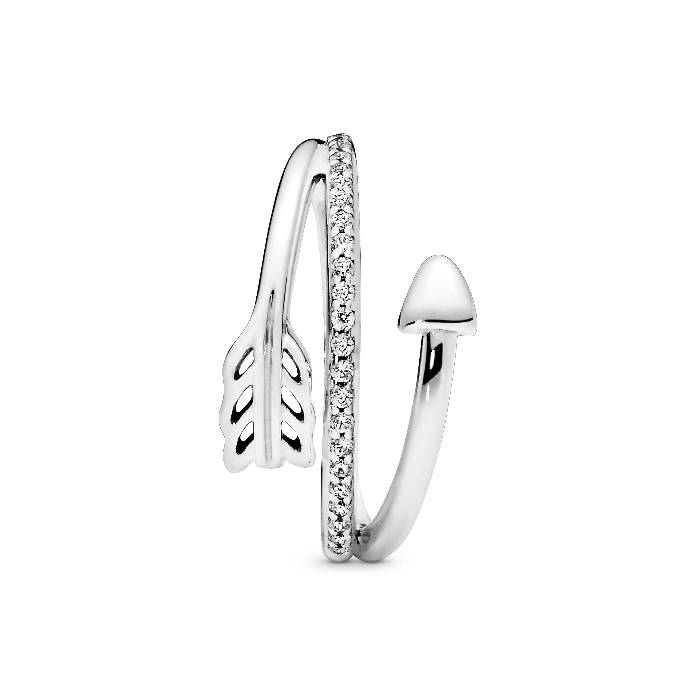 PANDORA Wrap-Around Arrow Ring Cubic Zirconia Silver Love Rings Statement Ring Jewelry Gift