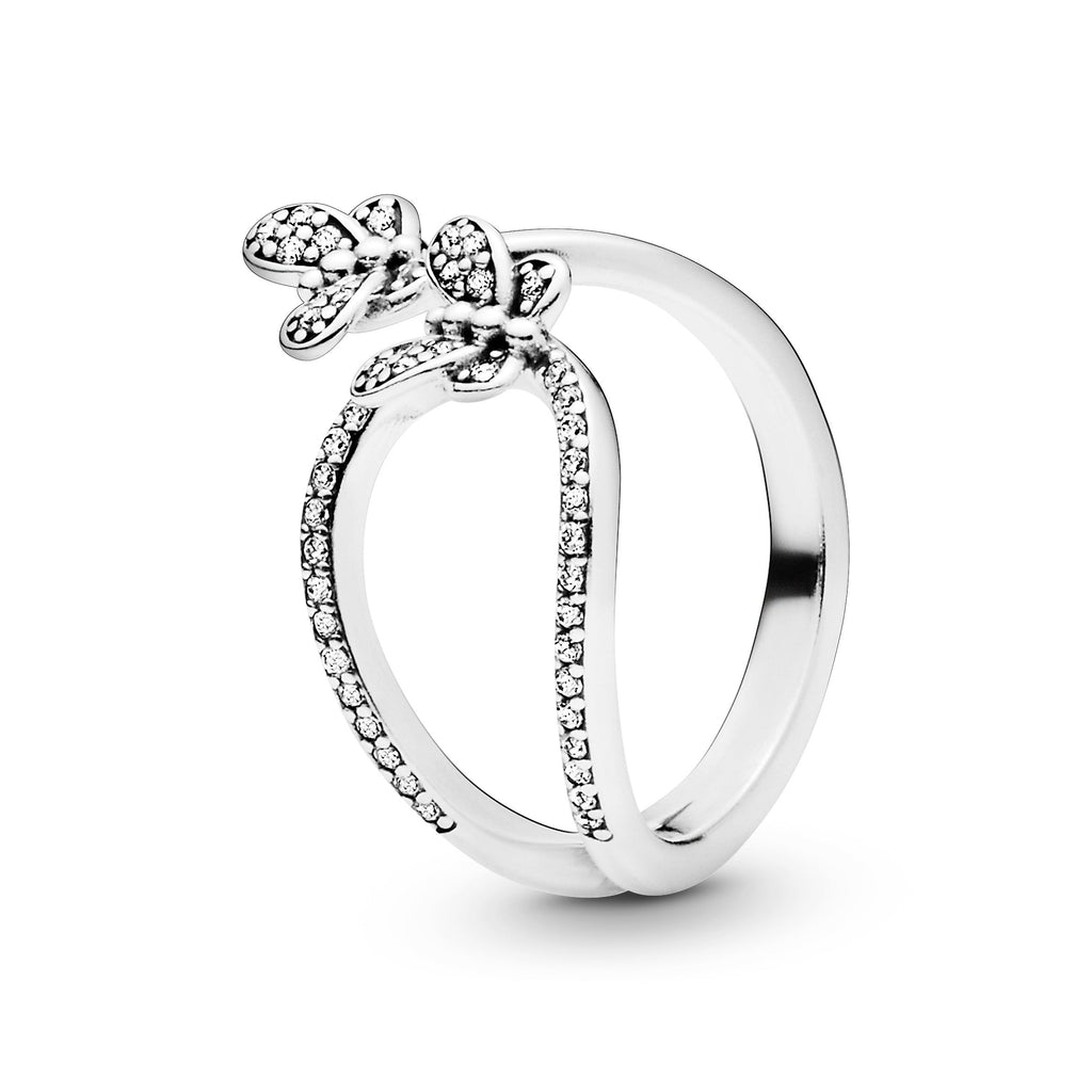 PANDORA Sparkling Butterfly Open Ring Cubic Zirconia Silver Nature Rings Statement Ring Jewelry Gift