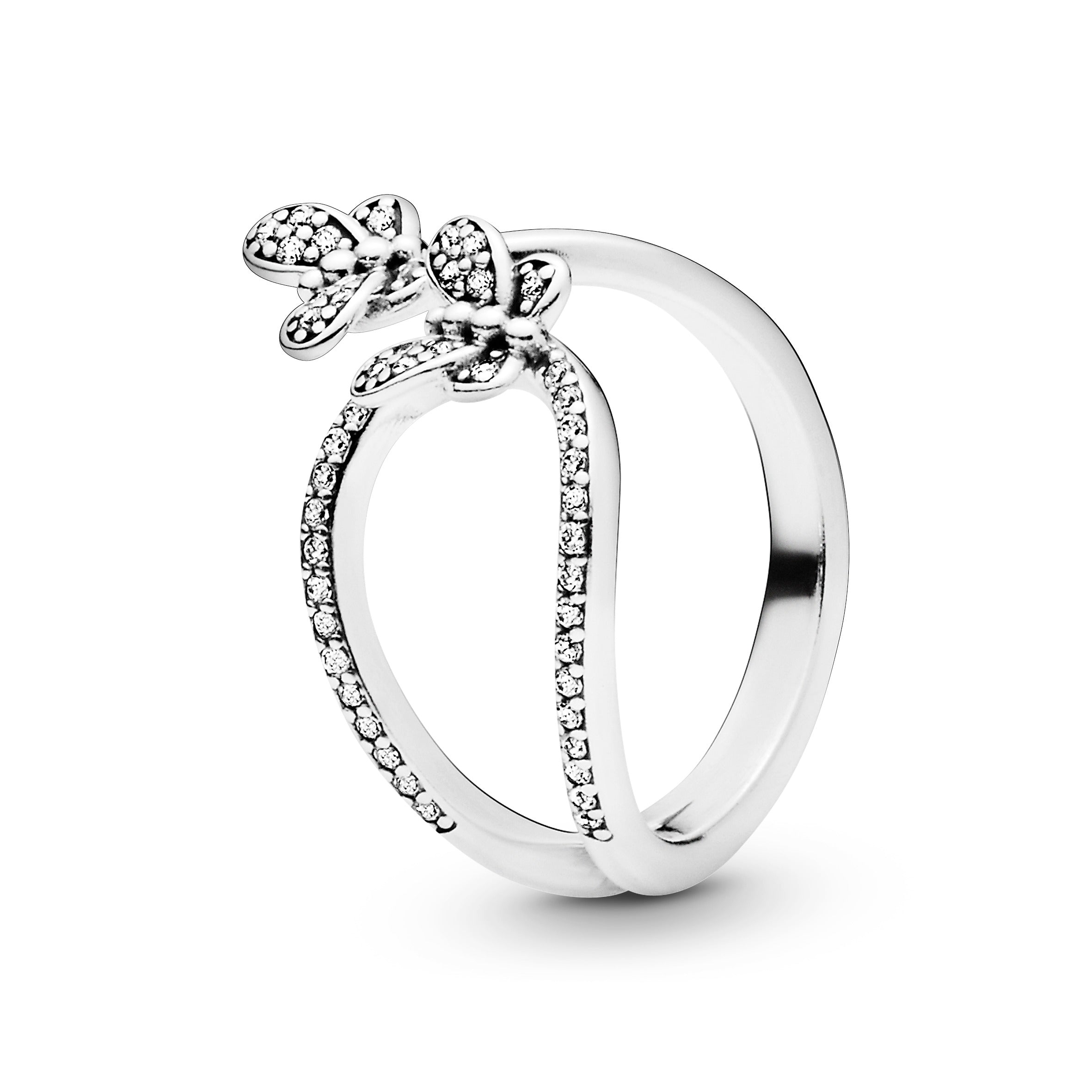PANDORA Sparkling Butterfly Open Ring Cubic Zirconia Silver Nature Rings Statement Ring Jewelry Gift