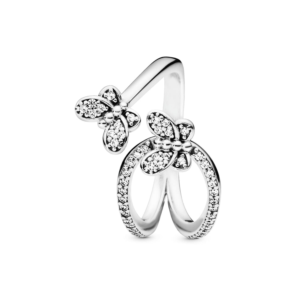 PANDORA Sparkling Butterfly Open Ring Cubic Zirconia Silver Nature Rings Statement Ring Jewelry Gift