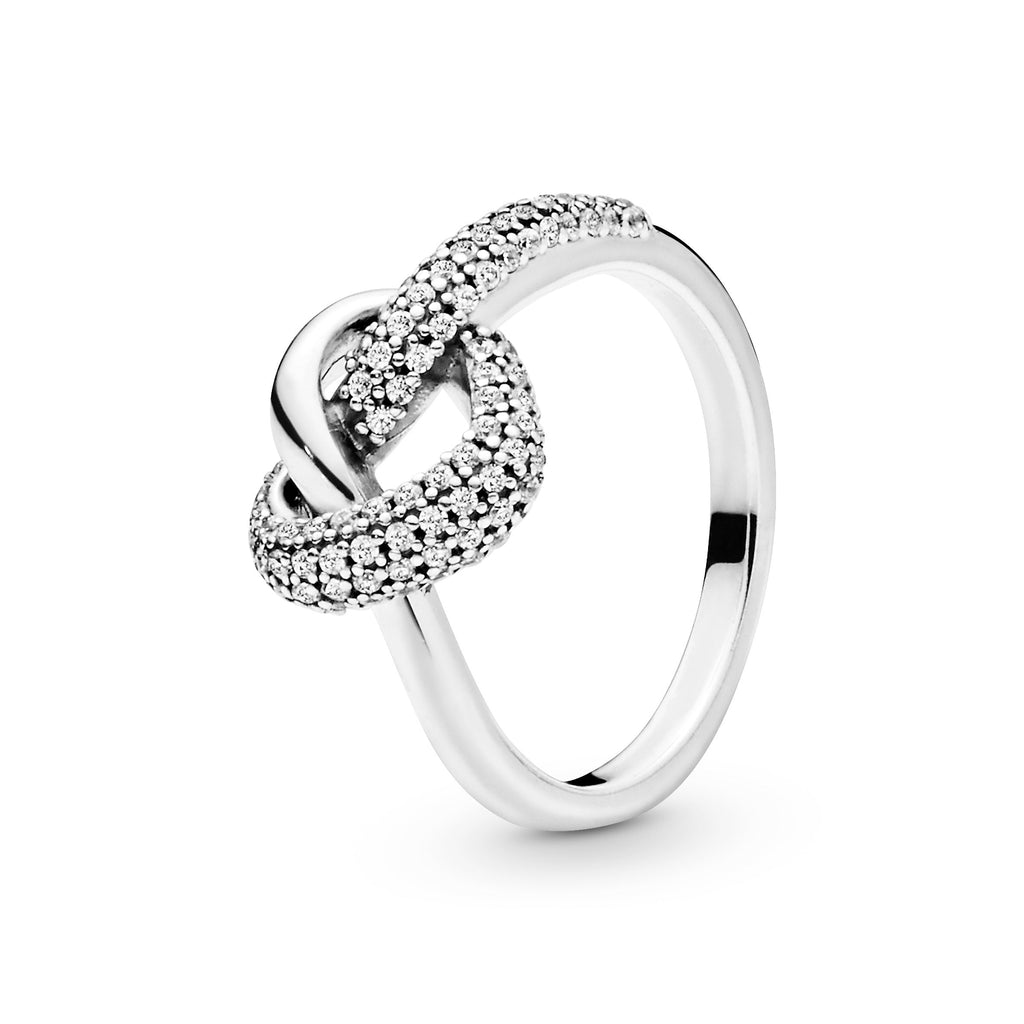PANDORA Knotted Heart Ring Cubic Zirconia Silver Rings Statement Ring Jewelry Gift