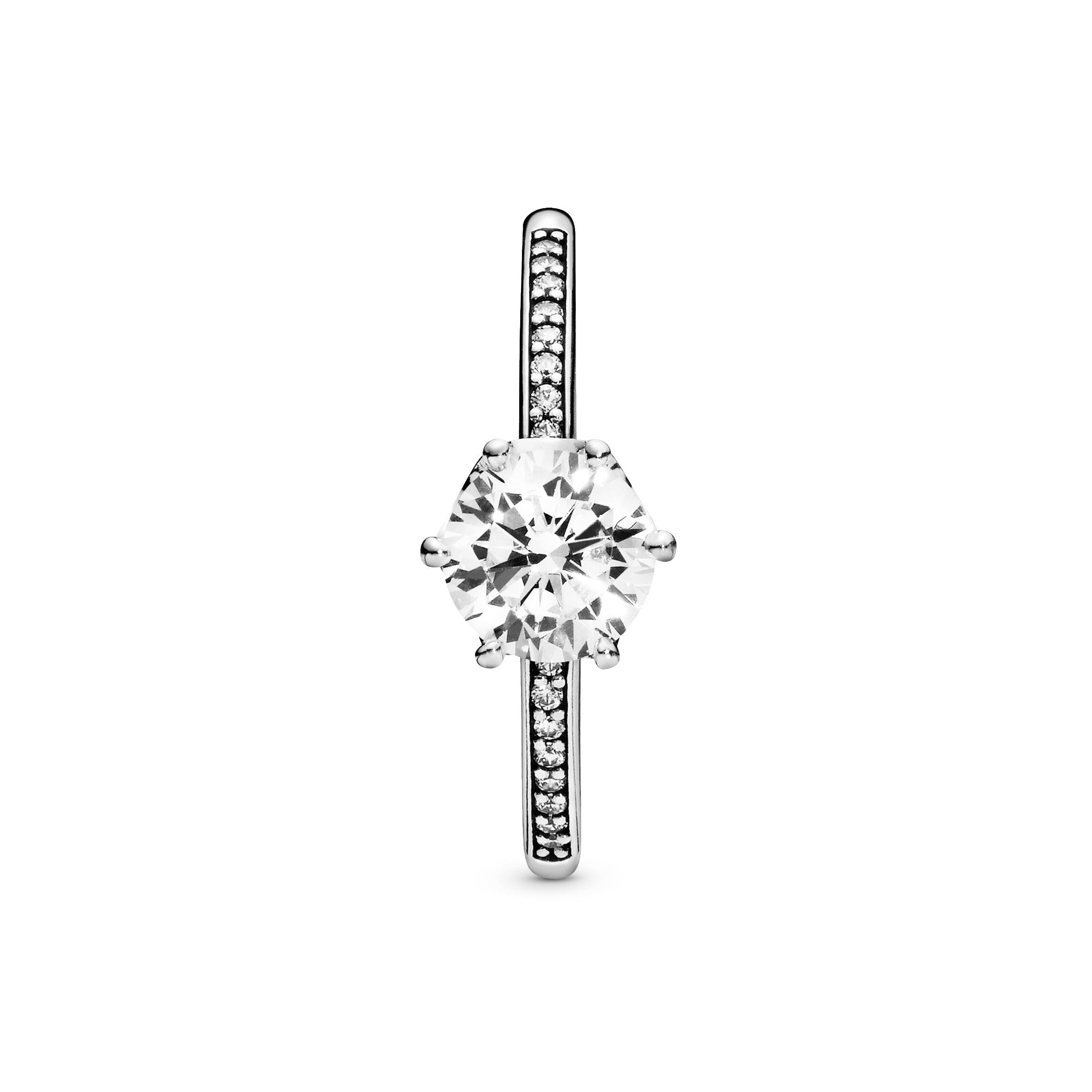 PANDORA Clear Sparkling Crown Solitaire Ring Cubic Zirconia Silver Rings Statement Ring Jewelry Gift