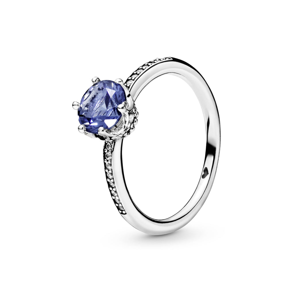 PANDORA Blue Sparkling Crown Ring Cubic Zirconia Rings Statement Ring Jewelry Gift