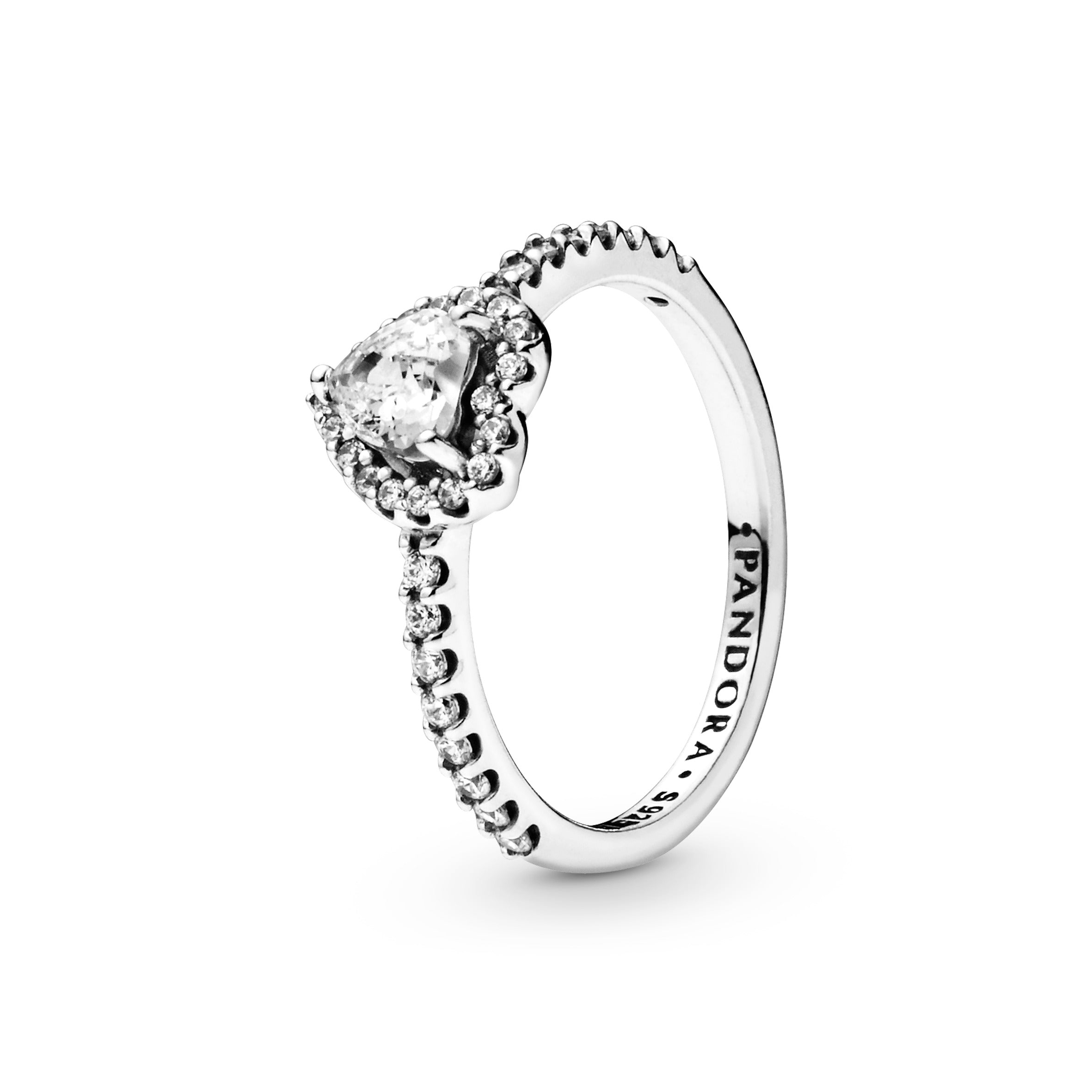 PANDORA Elevated Heart Ring Cubic Zirconia Silver Weddings Rings Statement Ring Jewelry Gift