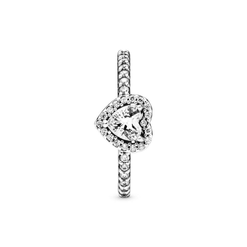 PANDORA Elevated Heart Ring Cubic Zirconia Silver Weddings Rings Statement Ring Jewelry Gift