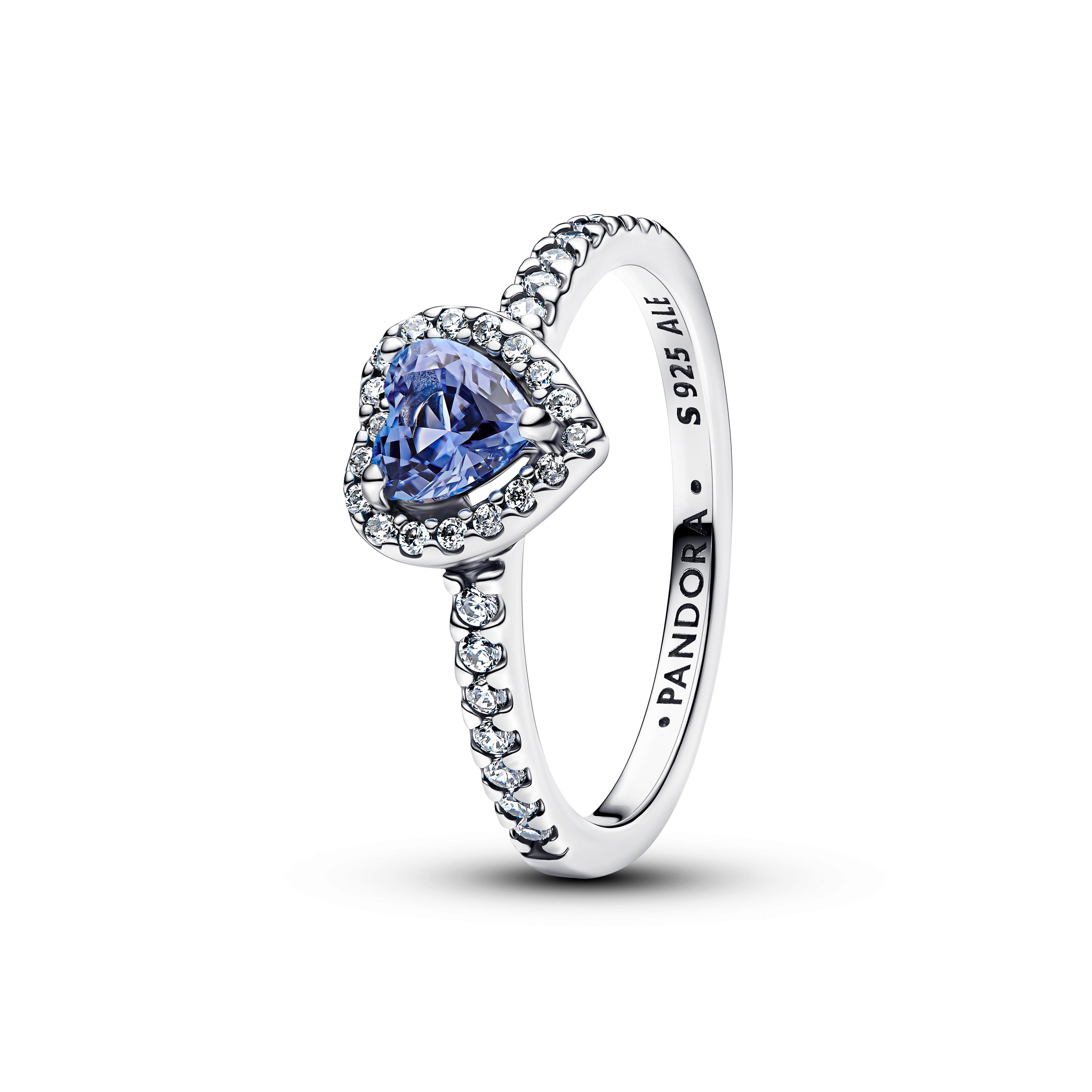 PANDORA Sparkling Elevated Heart Ring Cubic Zirconia Blue Rings Statement Ring Jewelry Gift