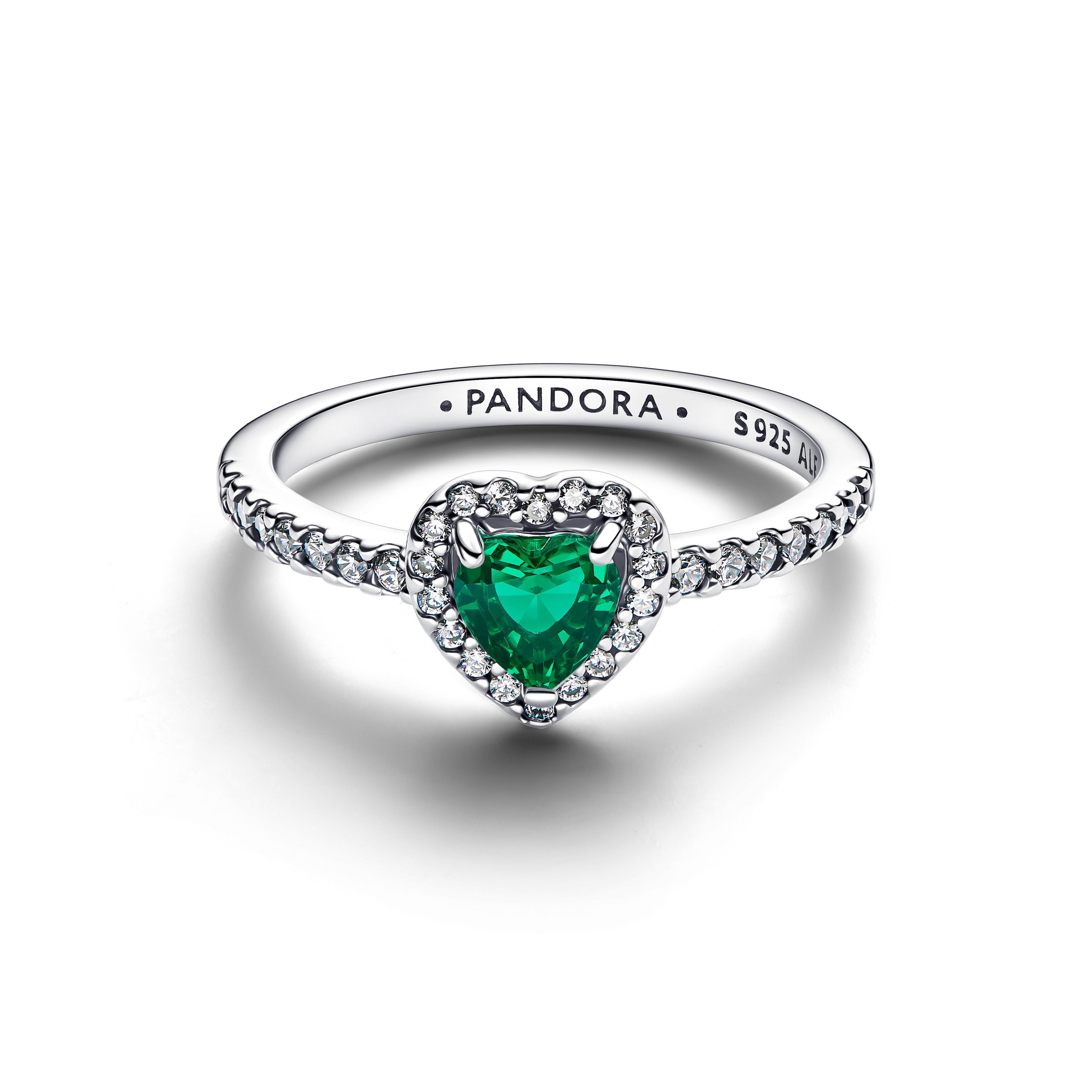 PANDORA Elevated Royal Green Heart Ring Cubic Zirconia Birthdays Rings Statement Ring Jewelry Gift