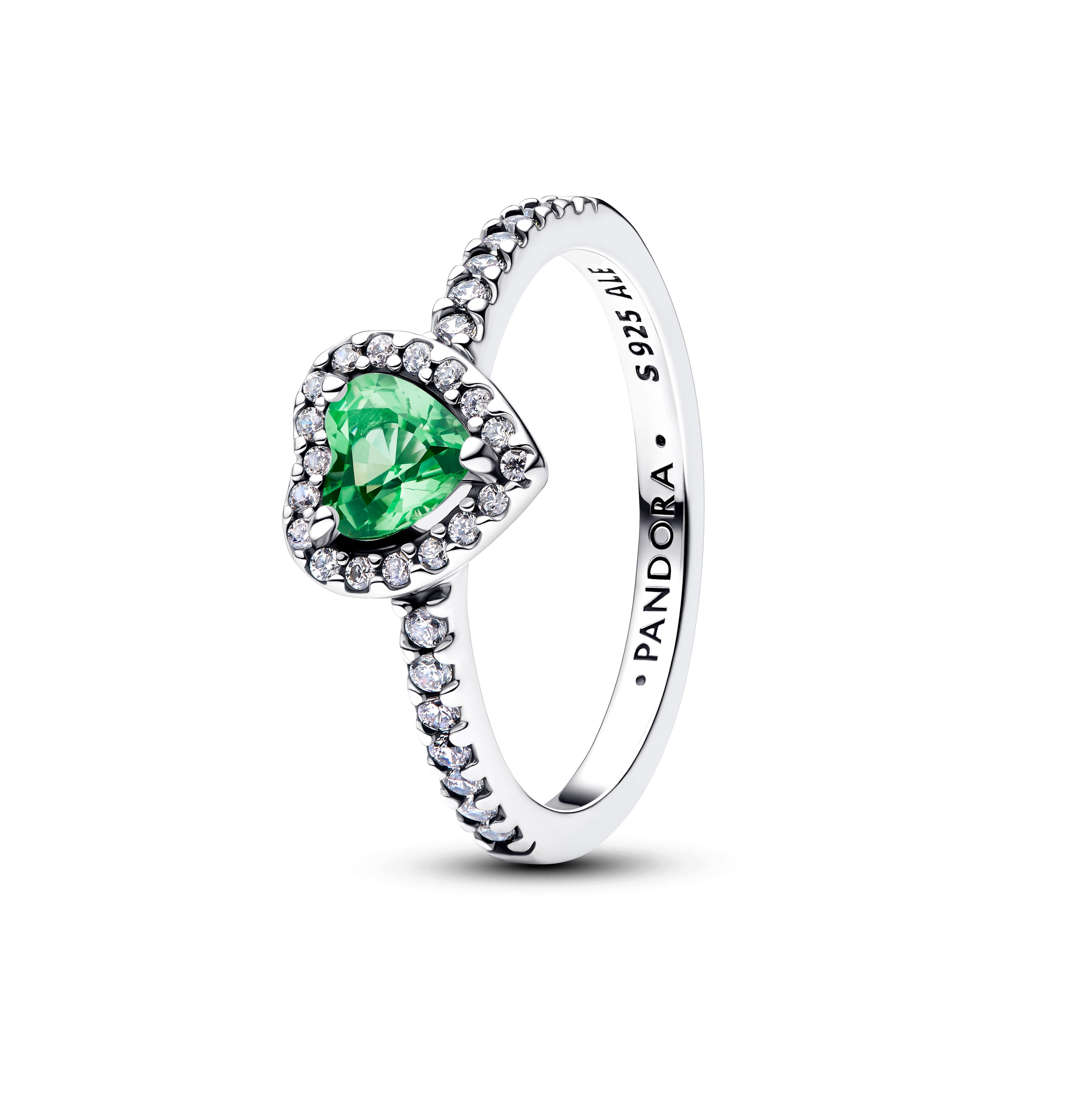 PANDORA Elevated Mint Green Heart Ring Cubic Zirconia Birthdays Rings Statement Ring Jewelry Gift