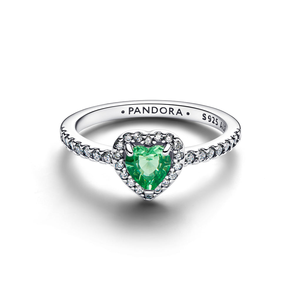 PANDORA Elevated Mint Green Heart Ring Cubic Zirconia Birthdays Rings Statement Ring Jewelry Gift