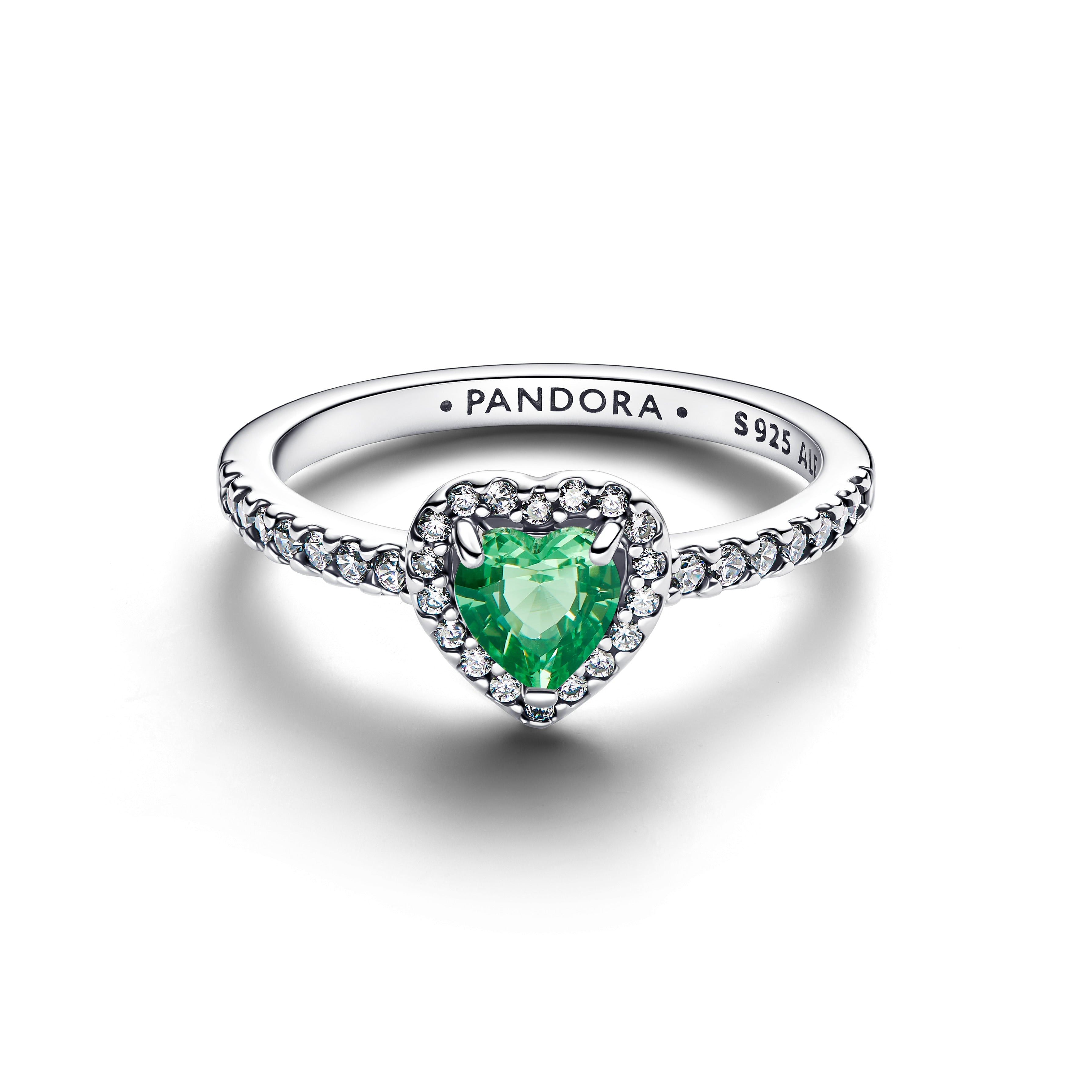 PANDORA Elevated Mint Green Heart Ring Cubic Zirconia Birthdays Rings Statement Ring Jewelry Gift