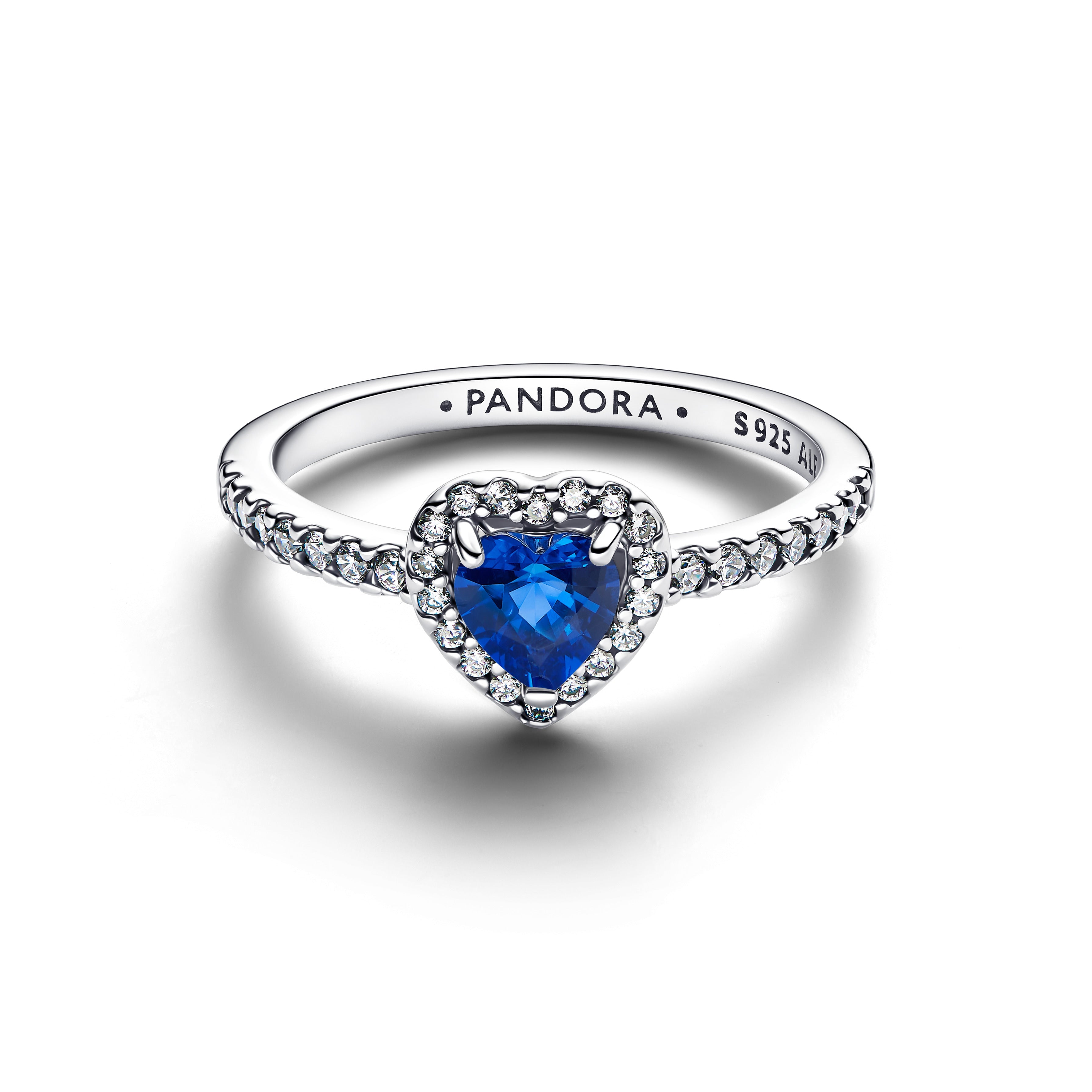 PANDORA Elevated Princess Blue Heart Ring Cubic Zirconia Birthdays Rings Statement Ring Jewelry Gift