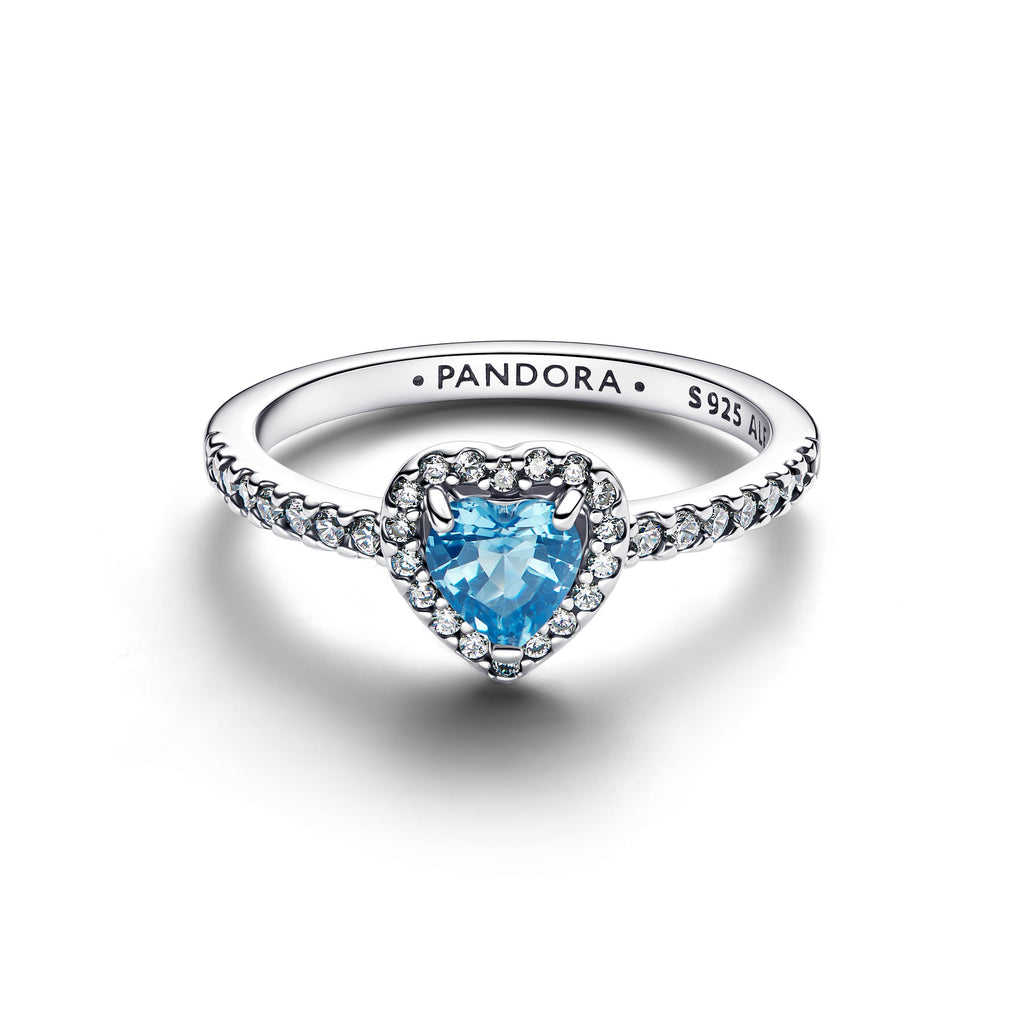 PANDORA Elevated Light Blue Heart Ring Cubic Zirconia Birthdays Rings Statement Ring Jewelry Gift