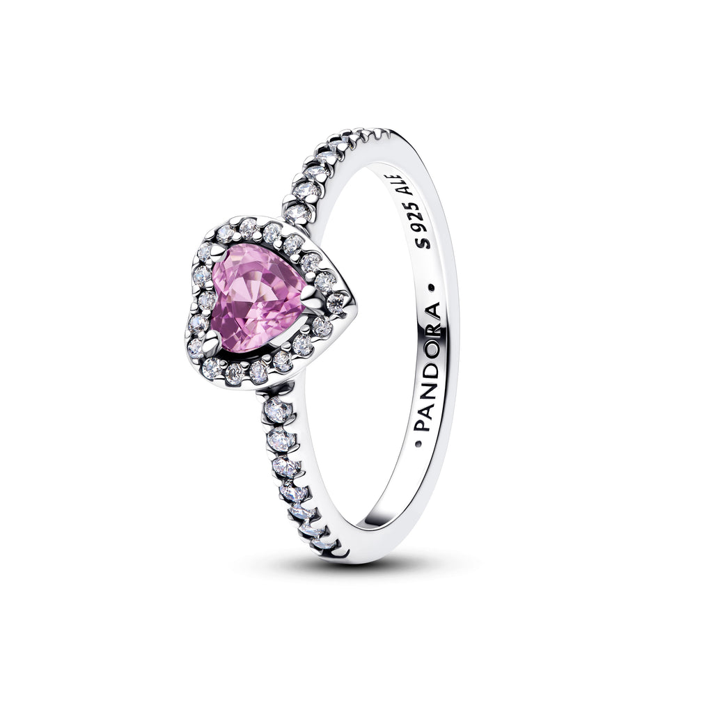 PANDORA Elevated Light Purple Heart Ring Cubic Zirconia Birthdays Rings Statement Ring Jewelry Gift