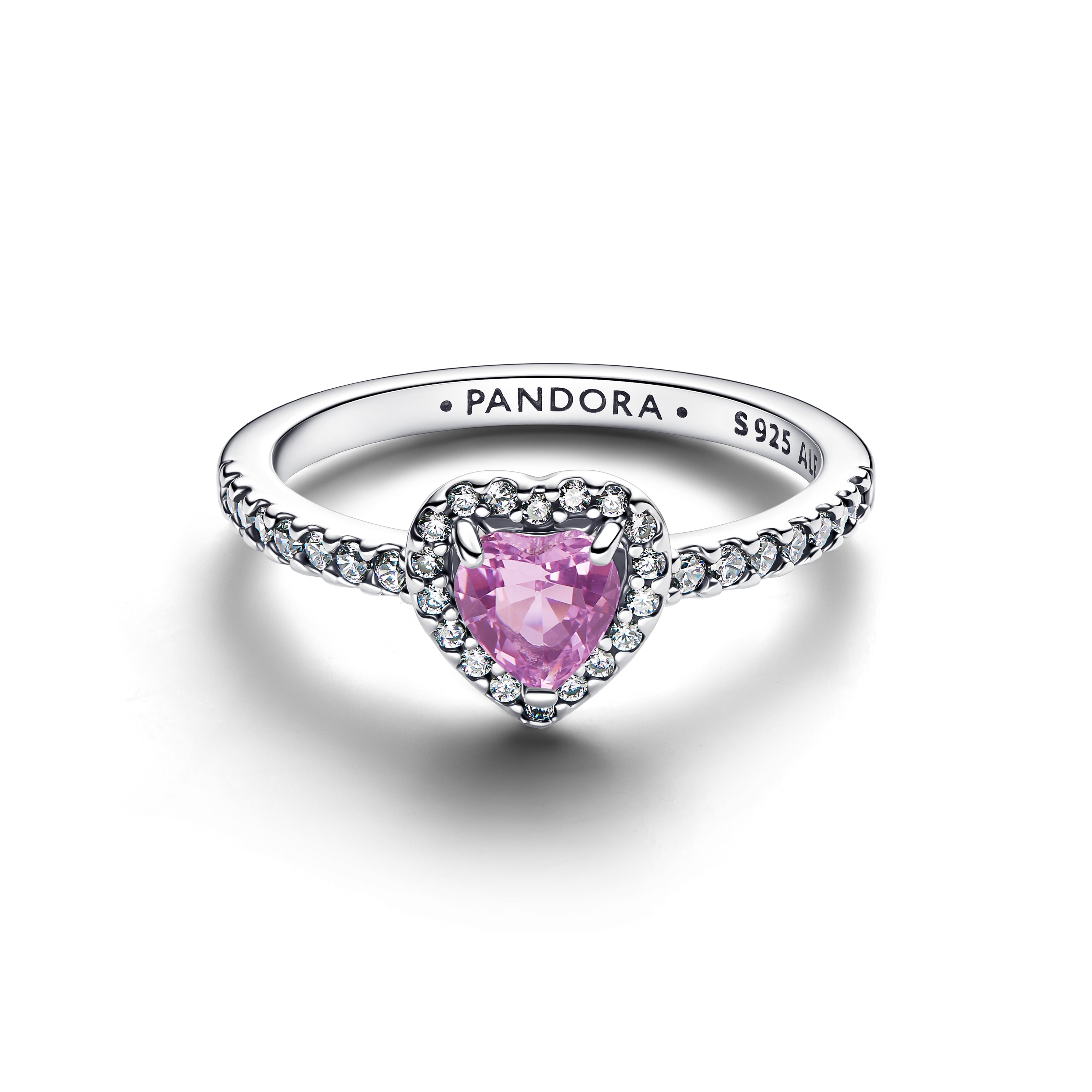 PANDORA Elevated Light Purple Heart Ring Cubic Zirconia Birthdays Rings Statement Ring Jewelry Gift