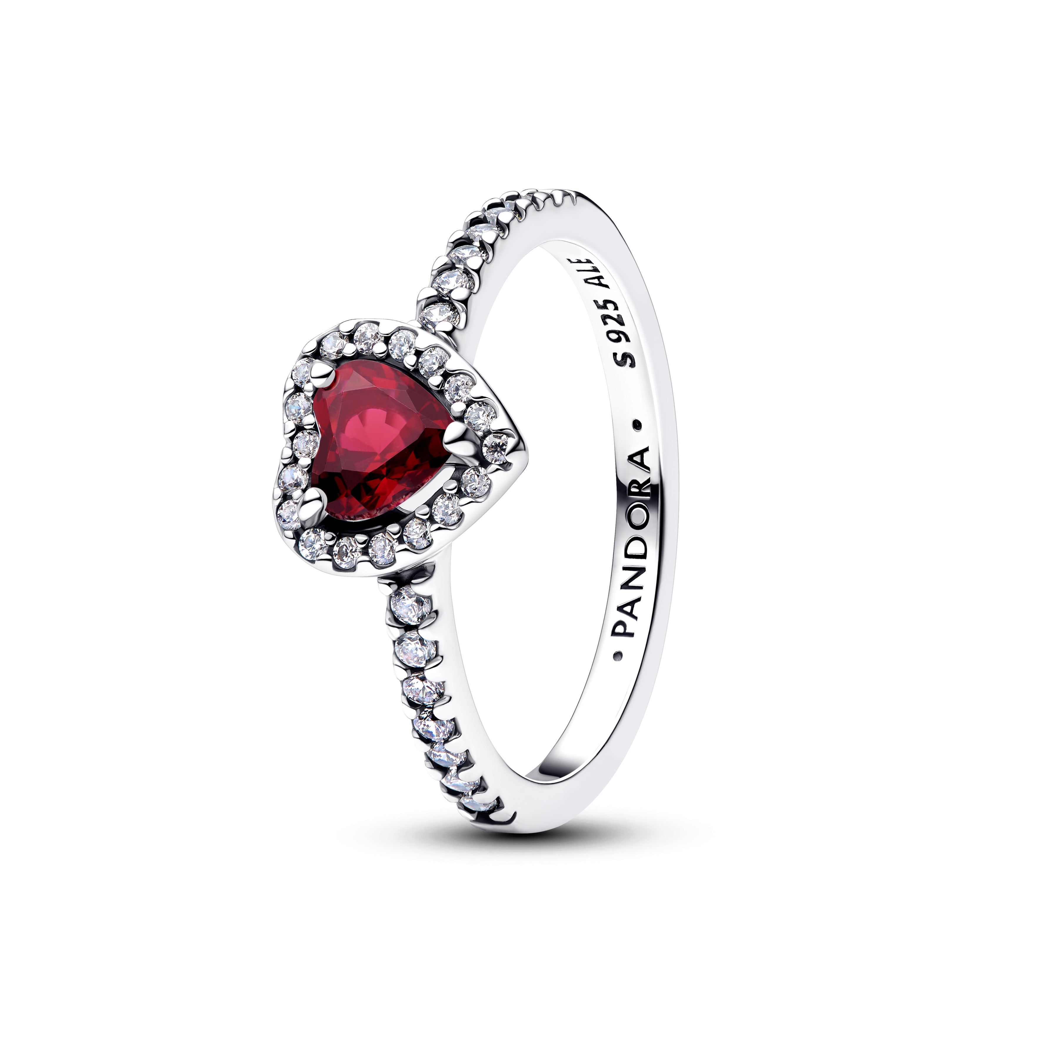 PANDORA Elevated Fuchsia Rose Heart Ring Cubic Zirconia Birthdays Rings Statement Ring Jewelry Gift