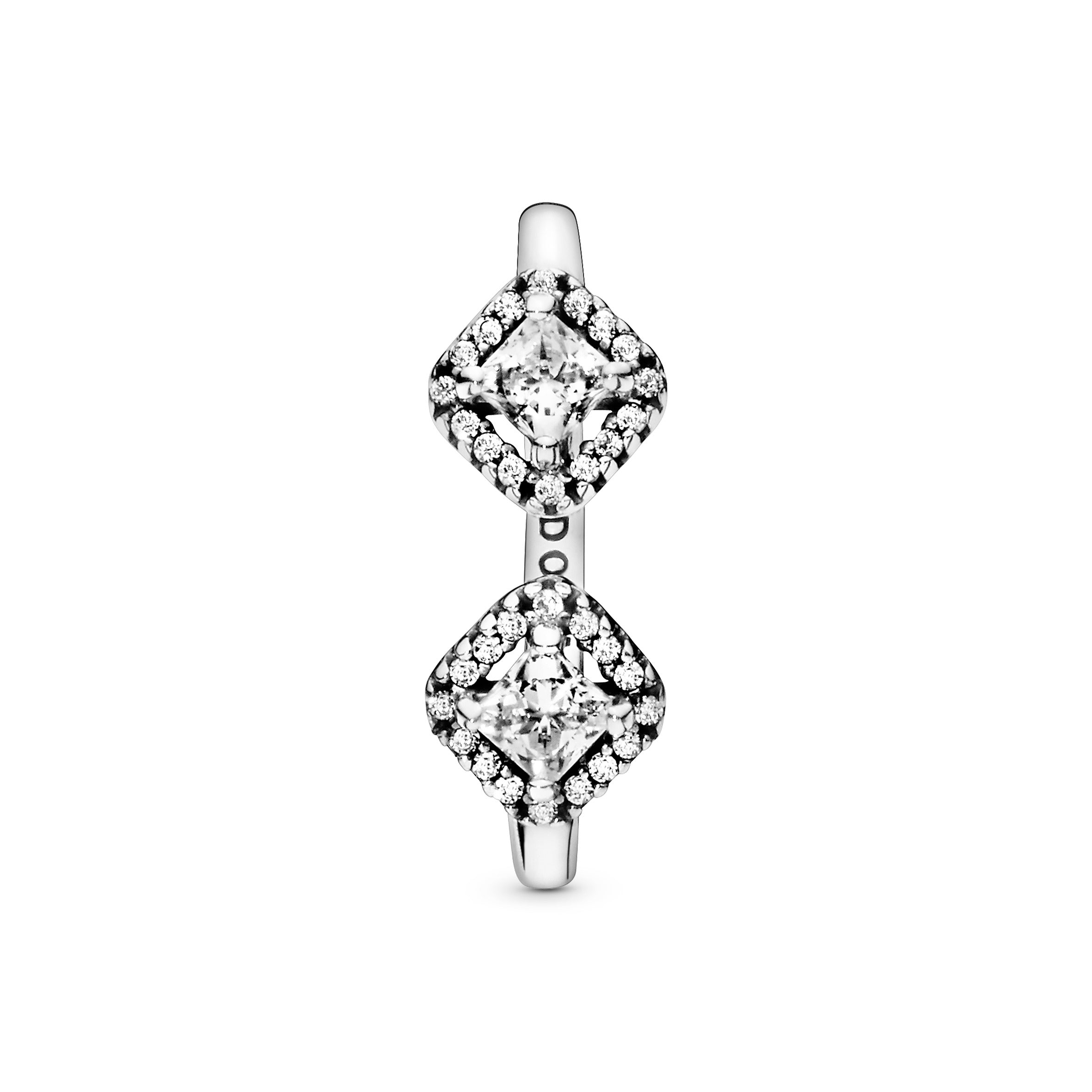 PANDORA Square Sparkle Open Ring Cubic Zirconia Silver Weddings Rings Statement Ring Jewelry Gift