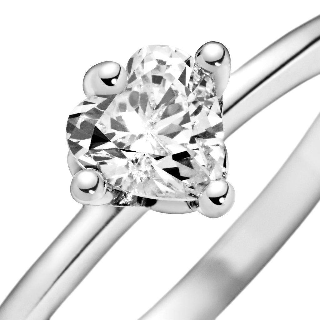 PANDORA Clear Heart Solitaire Ring Cubic Zirconia Silver Rings Statement Ring Jewelry Gift