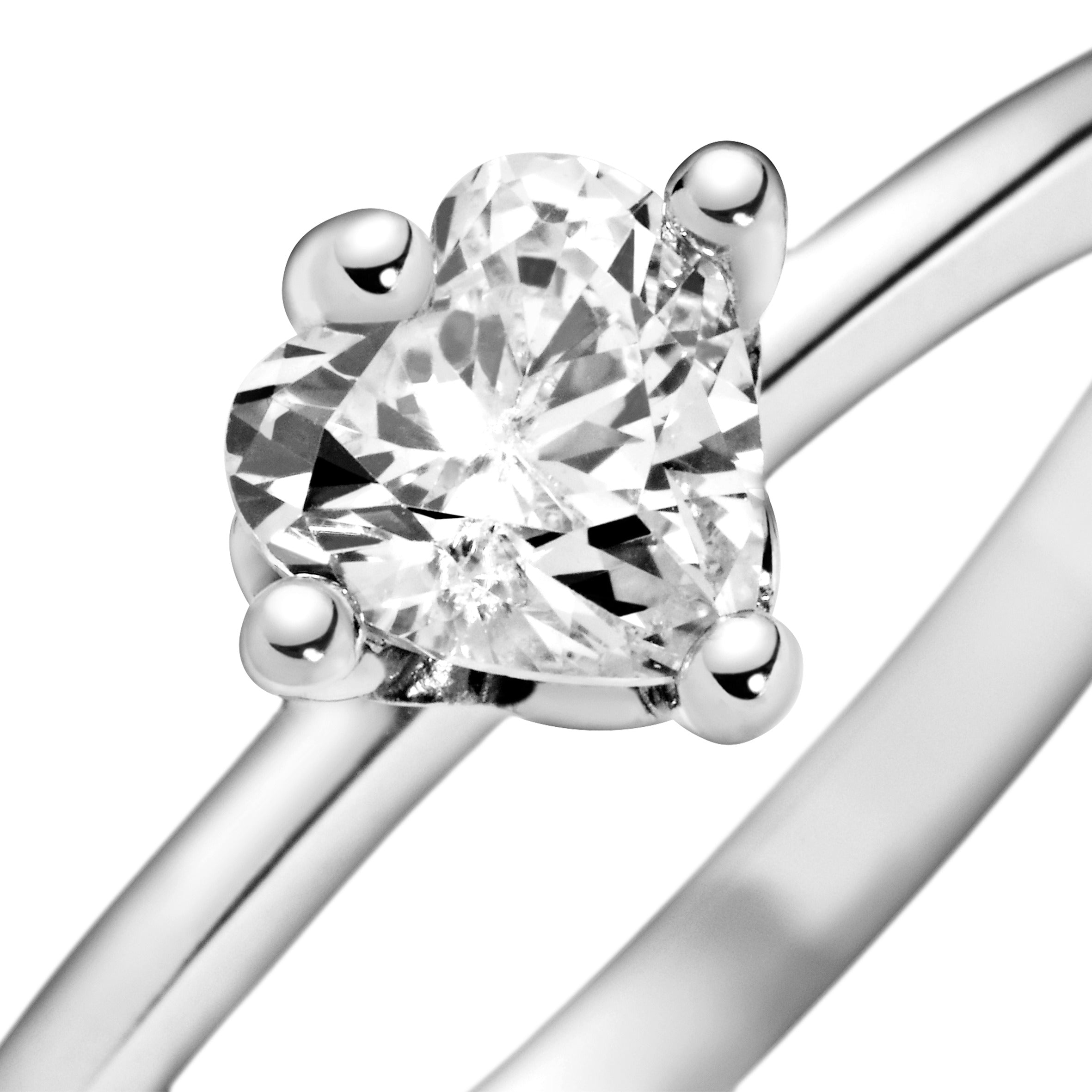 PANDORA Clear Heart Solitaire Ring Cubic Zirconia Silver Rings Statement Ring Jewelry Gift