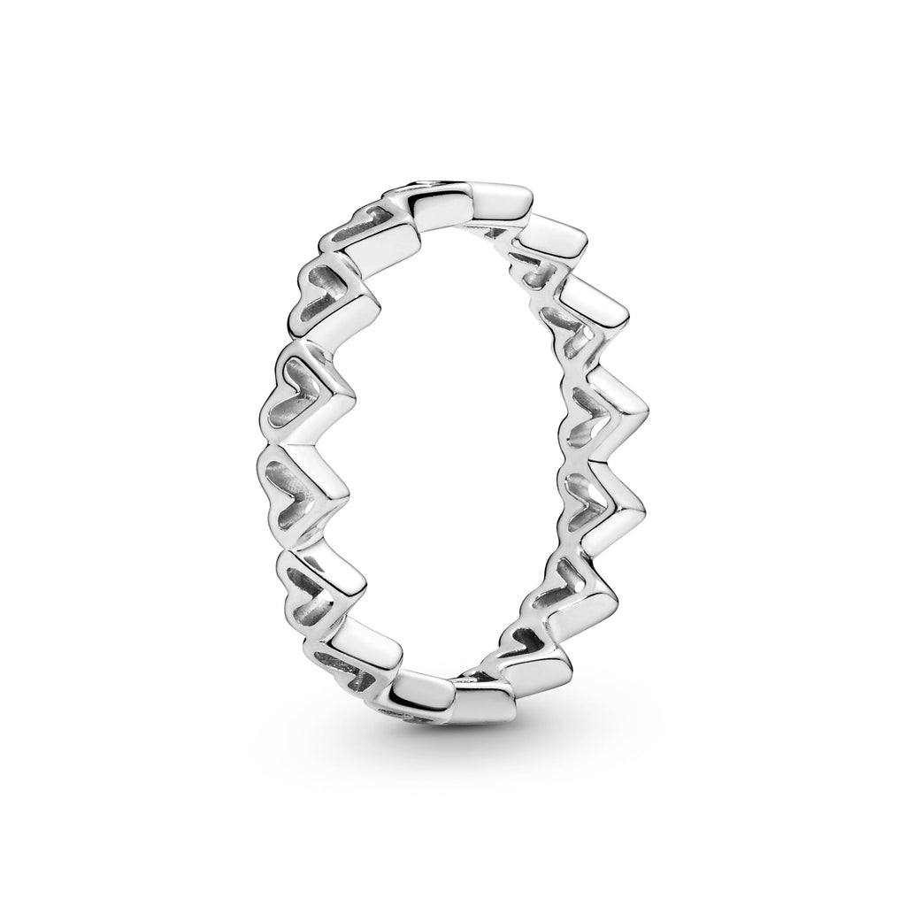 PANDORA Freehand Hearts Ring Sterling Silver Love Rings Statement Ring Jewelry Gift