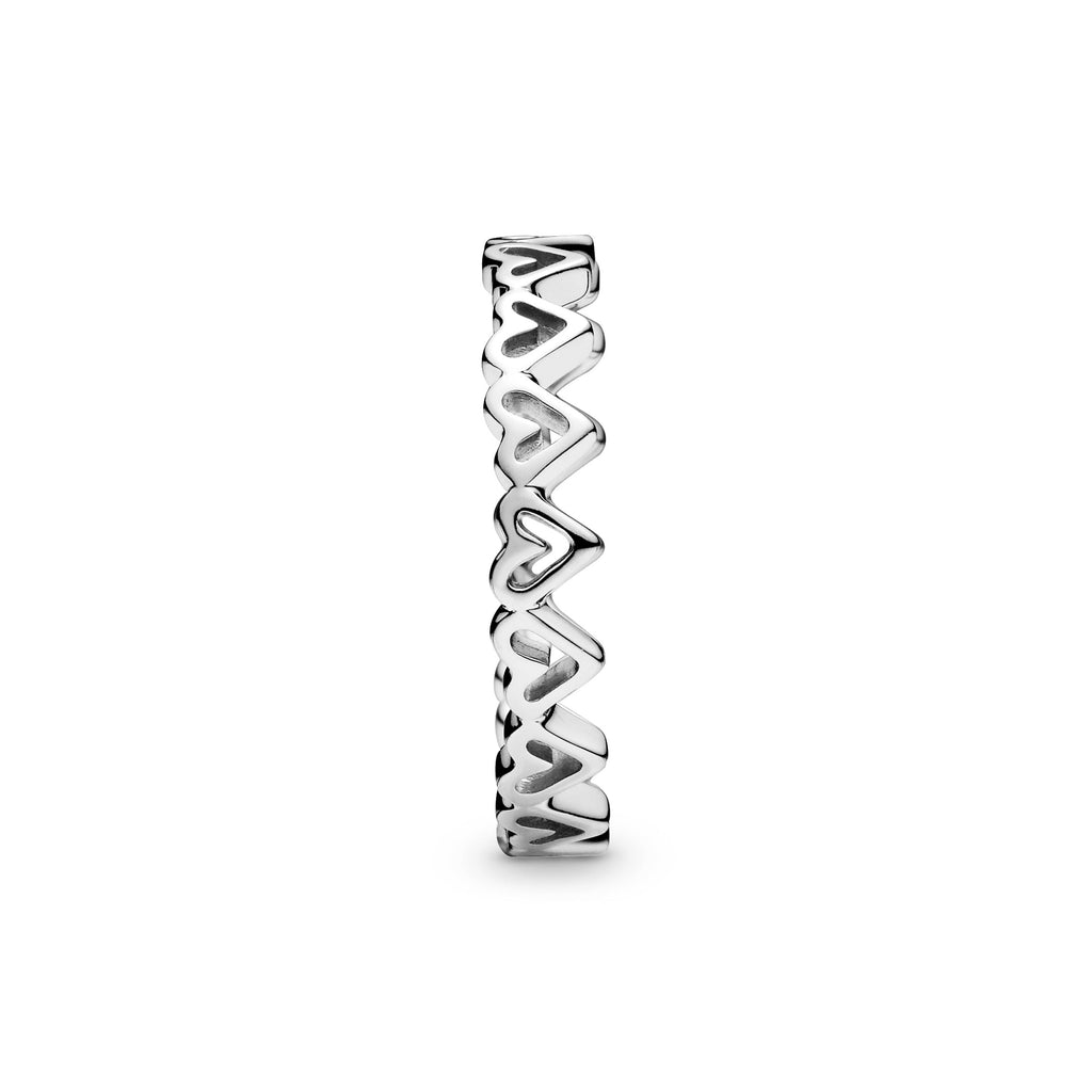 PANDORA Freehand Hearts Ring Sterling Silver Love Rings Statement Ring Jewelry Gift