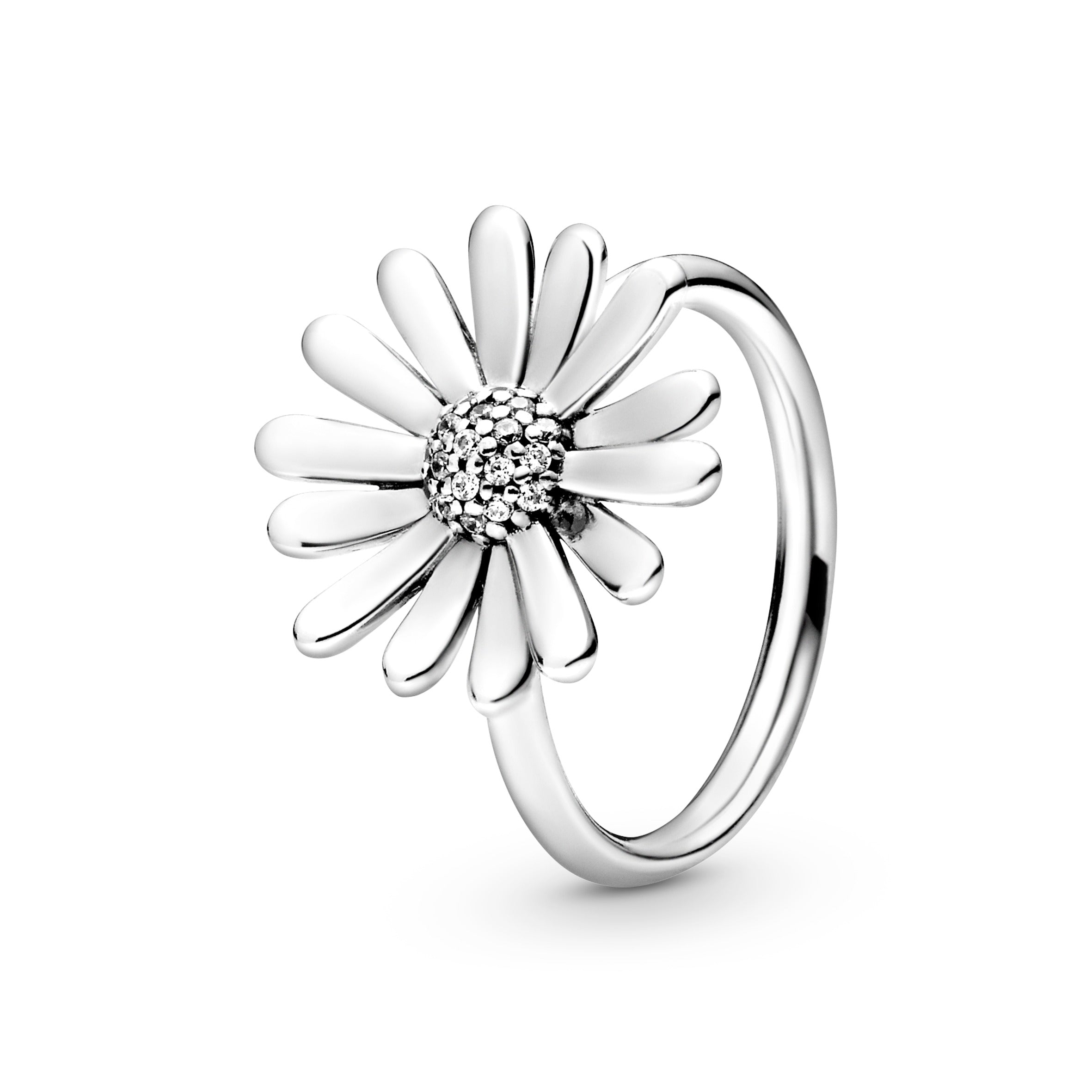 PANDORA Pavé Daisy Flower Statement Ring Cubic Zirconia Silver Rings Jewelry Gift