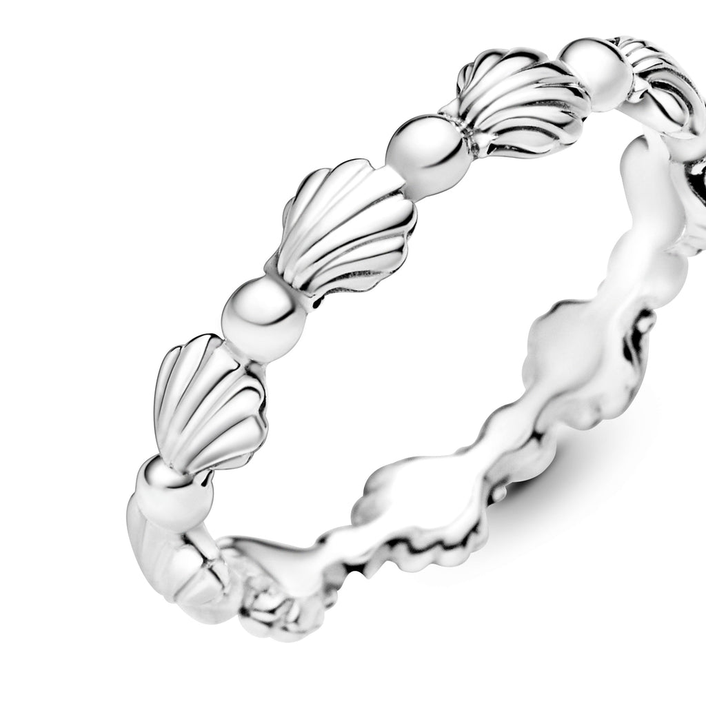 PANDORA Beaded Seashell Band Ring Sterling Silver Animals Rings Statement Ring Jewelry Gift