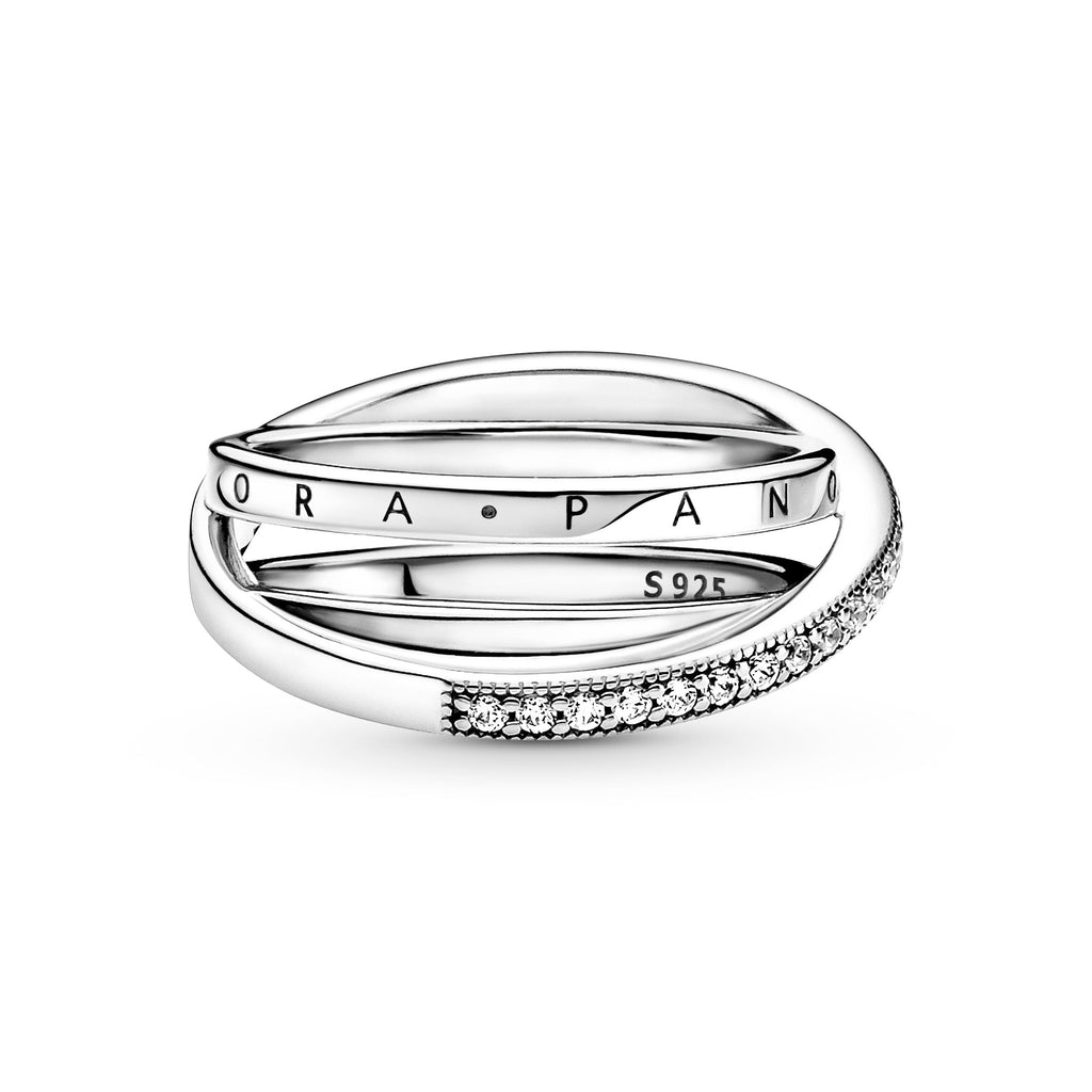 PANDORA Crossover Pavé Triple Band Ring Cubic Zirconia Rings Statement Ring Jewelry Gift