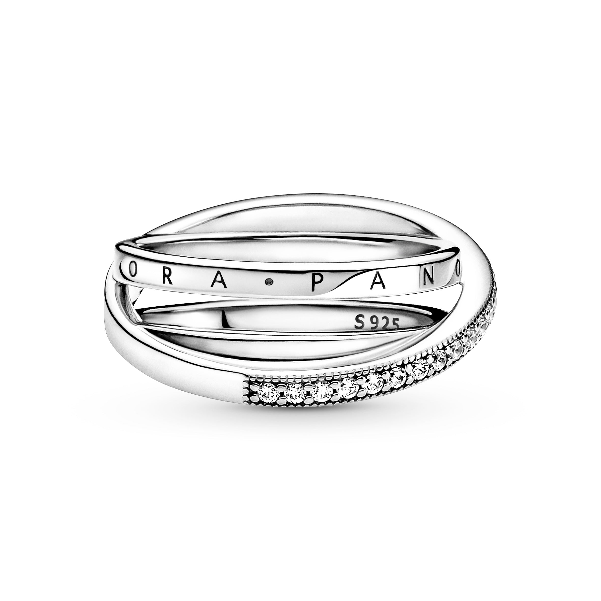 PANDORA Crossover Pavé Triple Band Ring Cubic Zirconia Rings Statement Ring Jewelry Gift